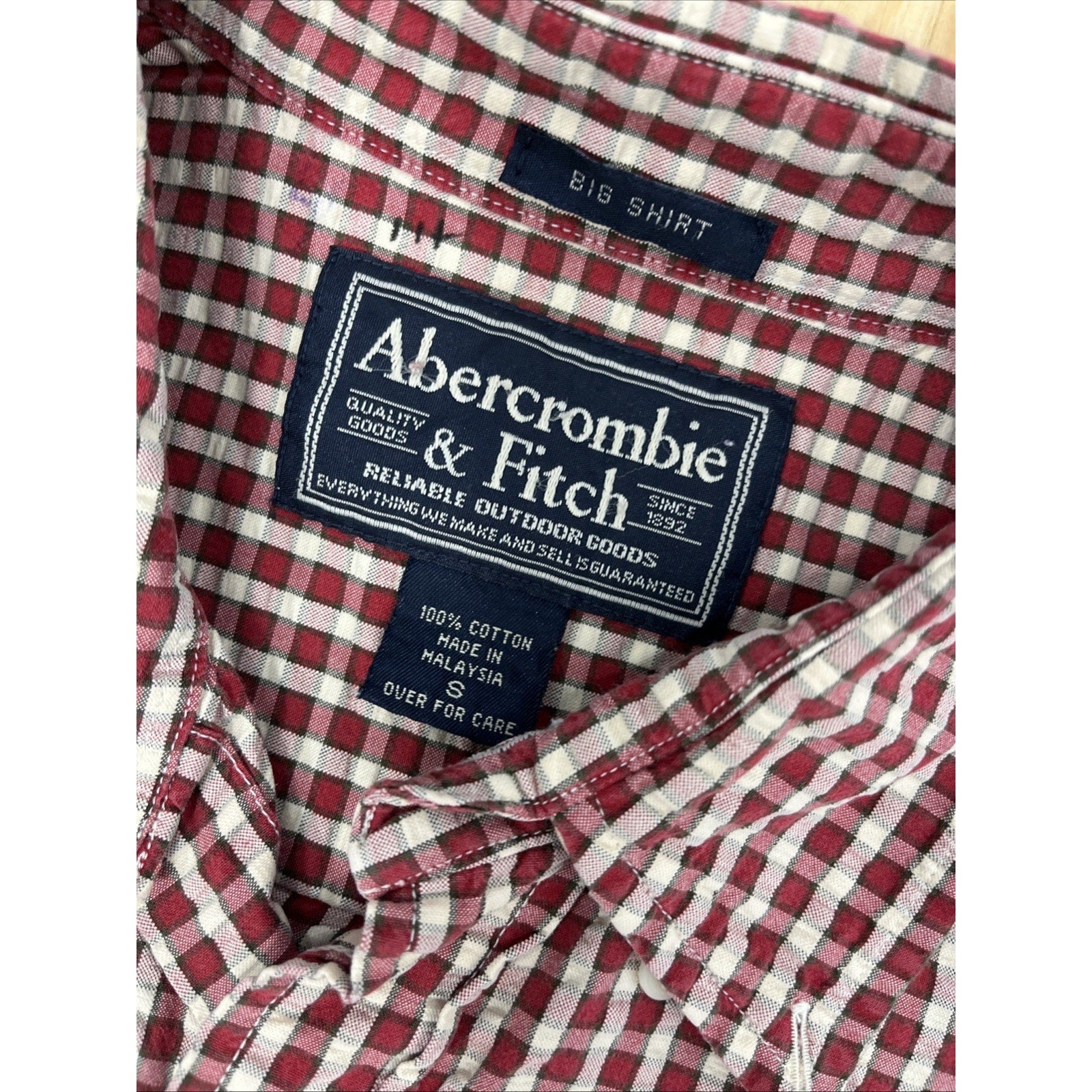 ABERCROMBIE & FITCH BIG SHIRT SHORT SLEEVE PLAID BUTTON DOWN SHIRT MENS S