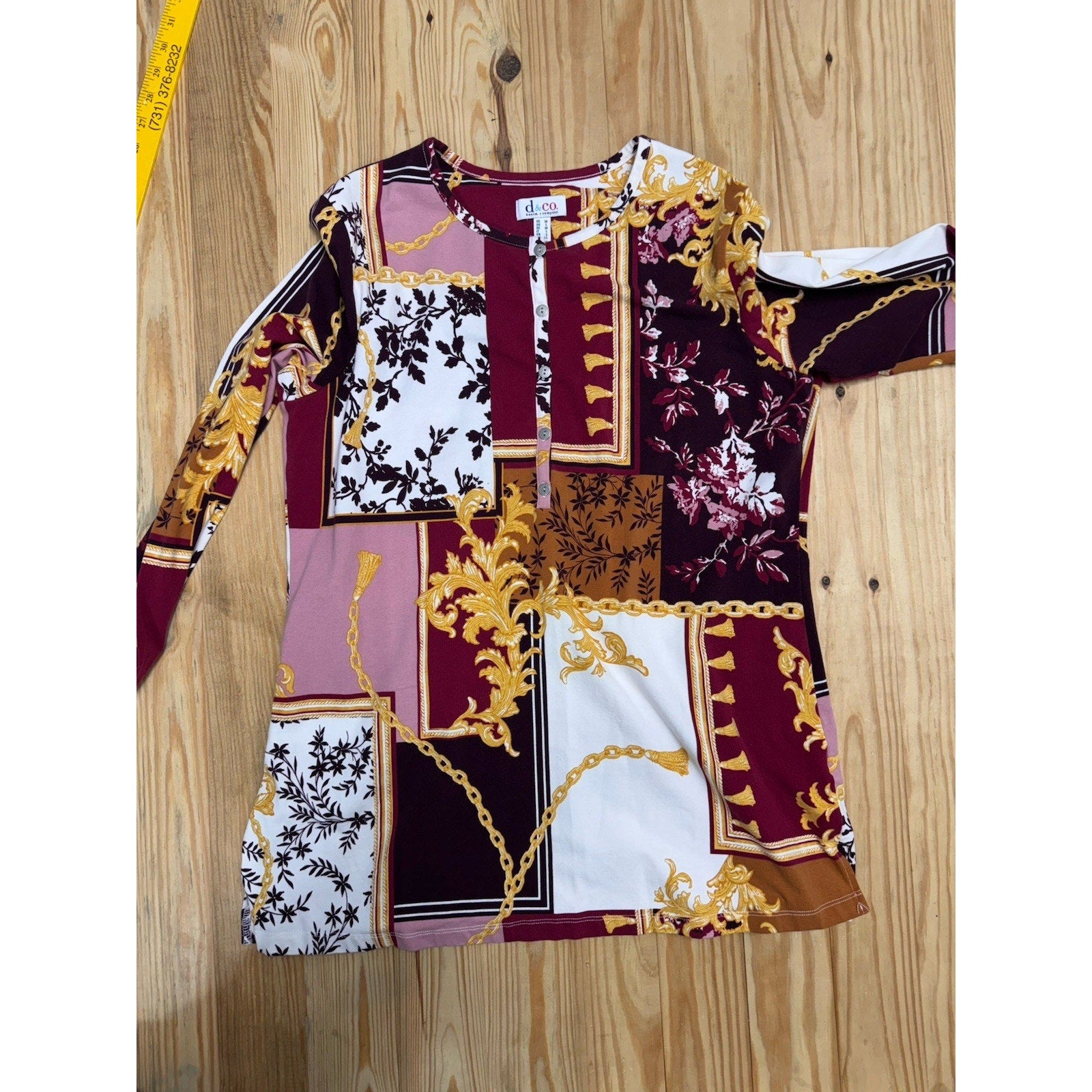 DENIM & COMPANY LADIES LONG SLEEVE TUNIC SHIRT Sz M