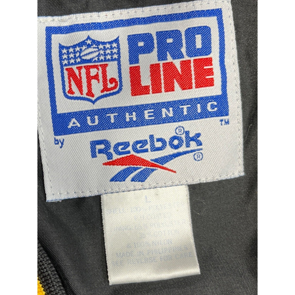 Vintage Reebok Pro Line Green Bay Packers Lined Pullover SIZE LARGE NFL Black