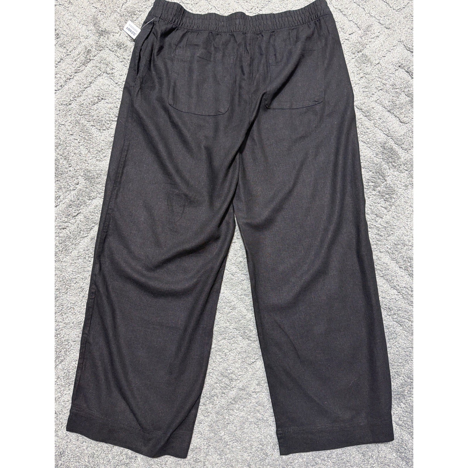 New Old Navy High R Wide Leg Pants Womens XL Black Linen Blend Comfort Waistband