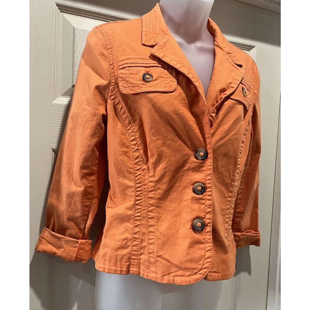 Tommy HIlfiger Jacket Women's Size 10 Orange Denim Pocket 100% Cotton VTG Y2K