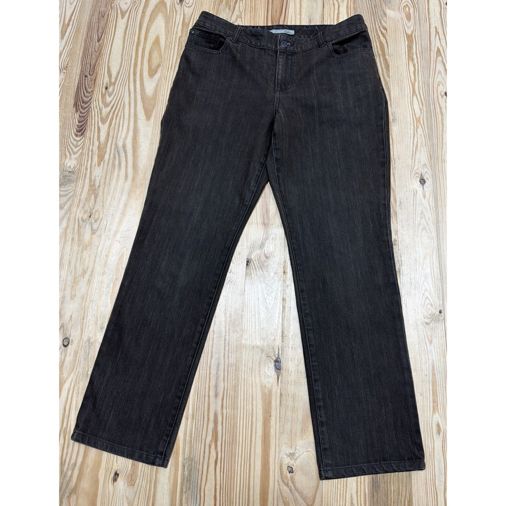 Chico's Platinum Brown Straight Leg Jeans Size 1.5 Short EUC 32x29