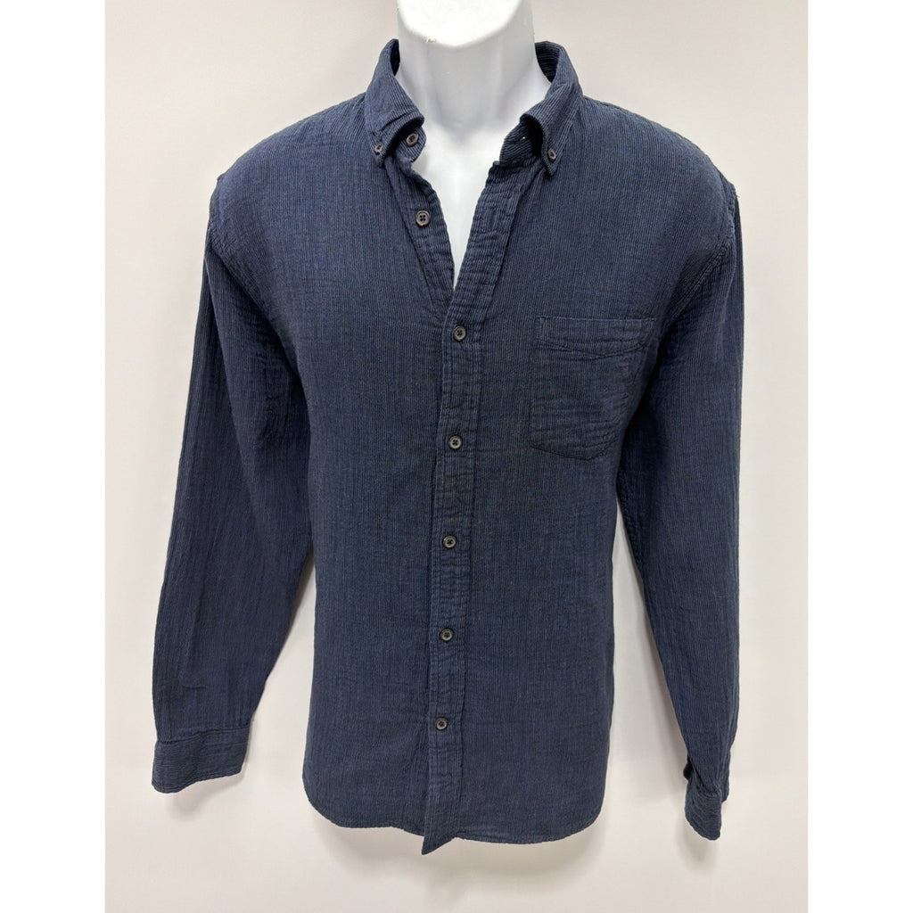 Banana Republic Shirt Men Large Blue Button Down Standard Fit Knit Preppy