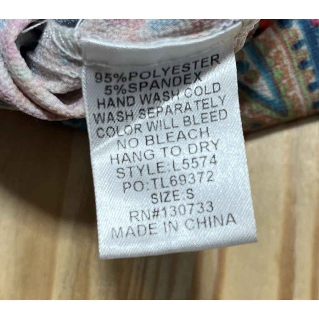 Umgee Women's Paisley Dolman Sleeve V-Neck Blouse Blue Pink Yellow Size S