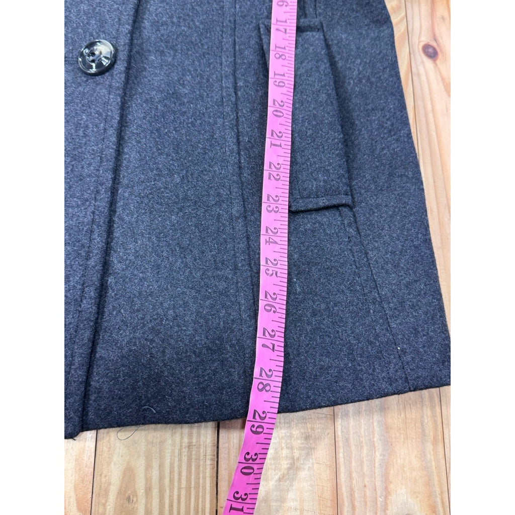 Women's PL London Fog Wool Blend Dark Charcoal Button Front Pea Coat Medium EUC