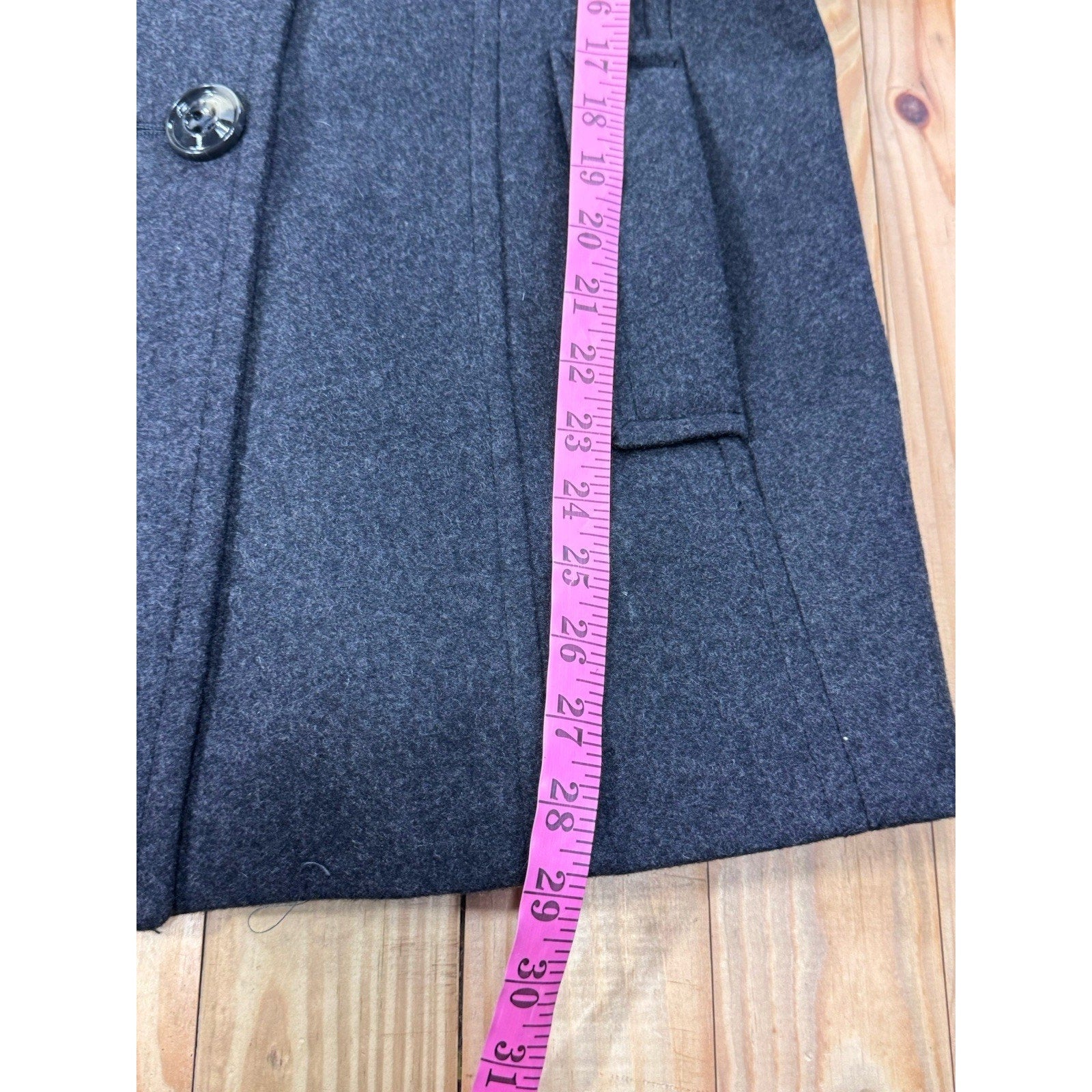 Women's PL London Fog Wool Blend Dark Charcoal Button Front Pea Coat Medium EUC