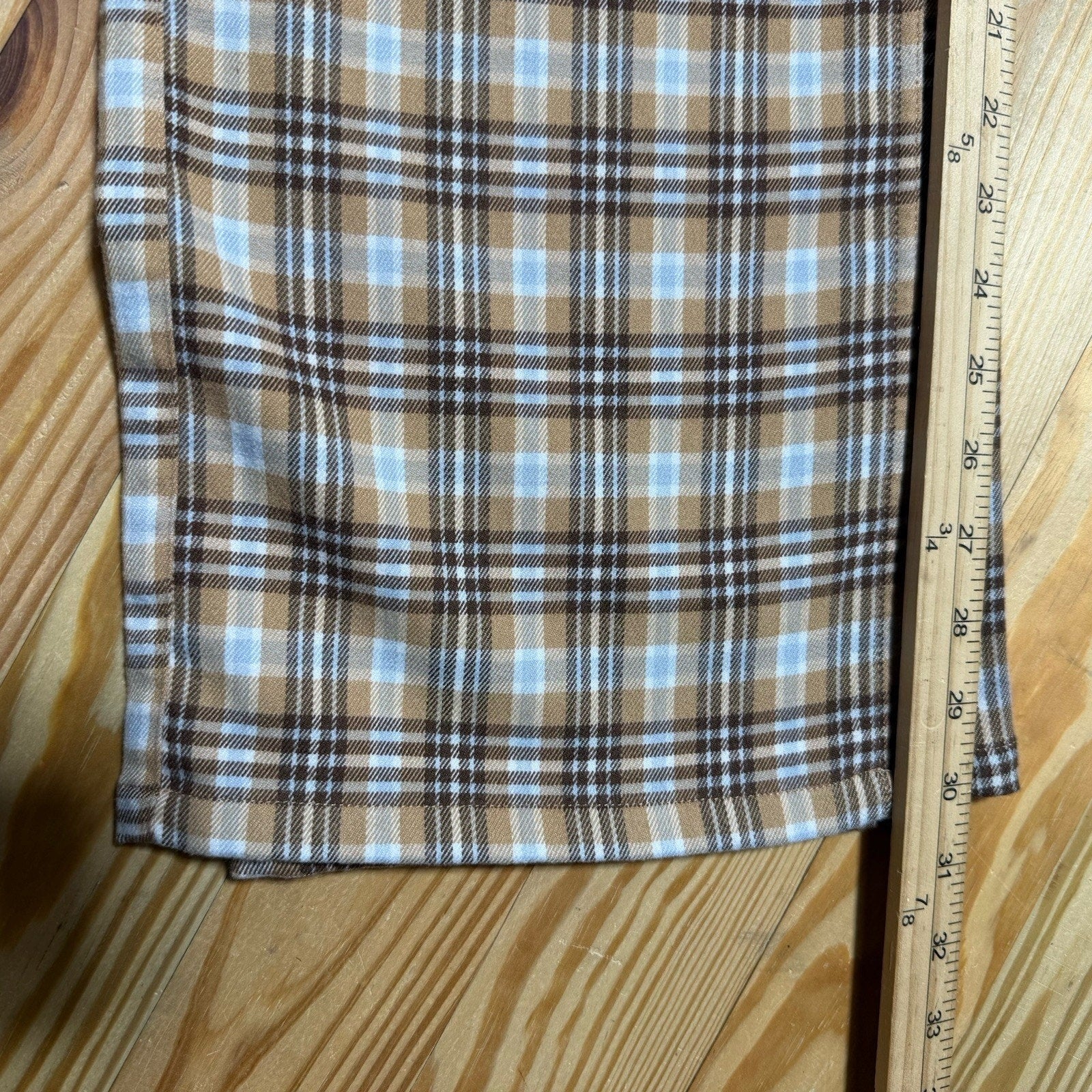 Hollister High Rise Baggy Pants Womens 00R W23 Brown Blue Plaid Wide Leg Y2K