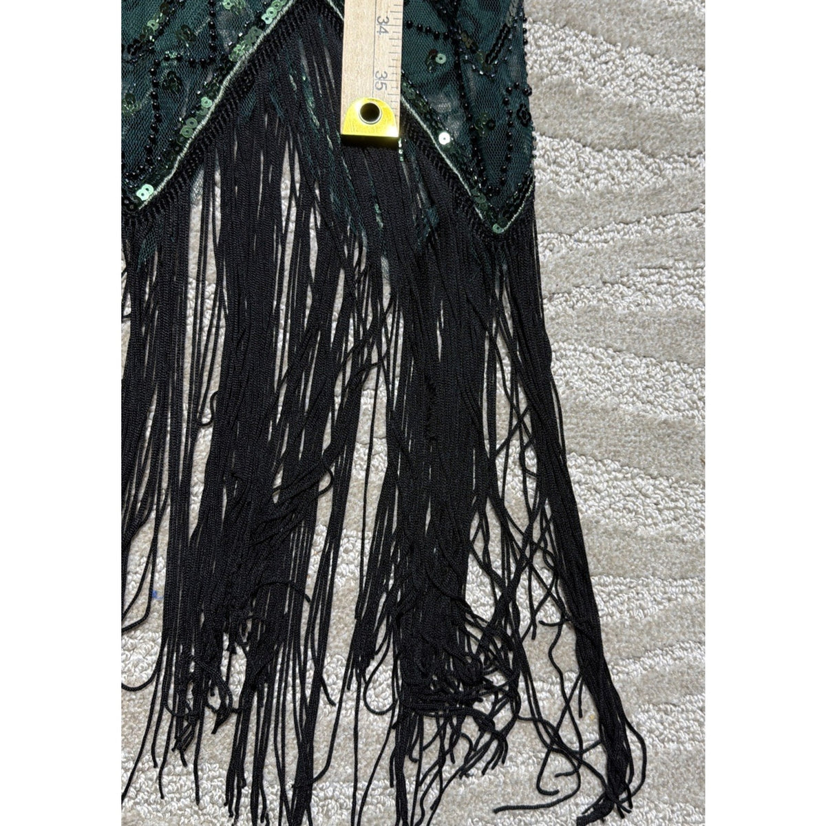 Myzbabe Women's 1920 Flapper Dress Sequins Fringed Sleeveless Gatsby Green Sz S