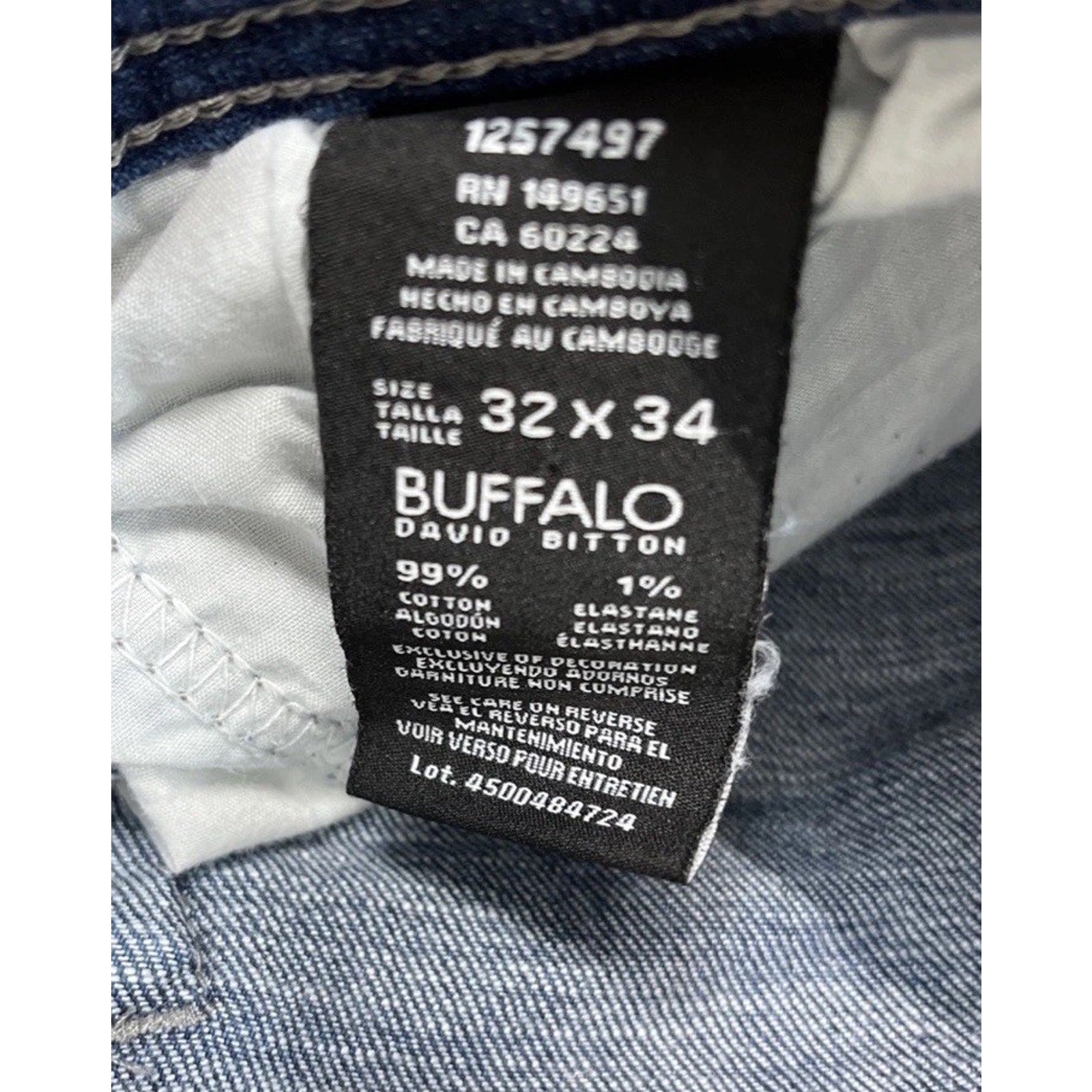 Buffalo David Bitton Jeans Mens 32x34 Blue Jackson-X Straight Stretch Denim
