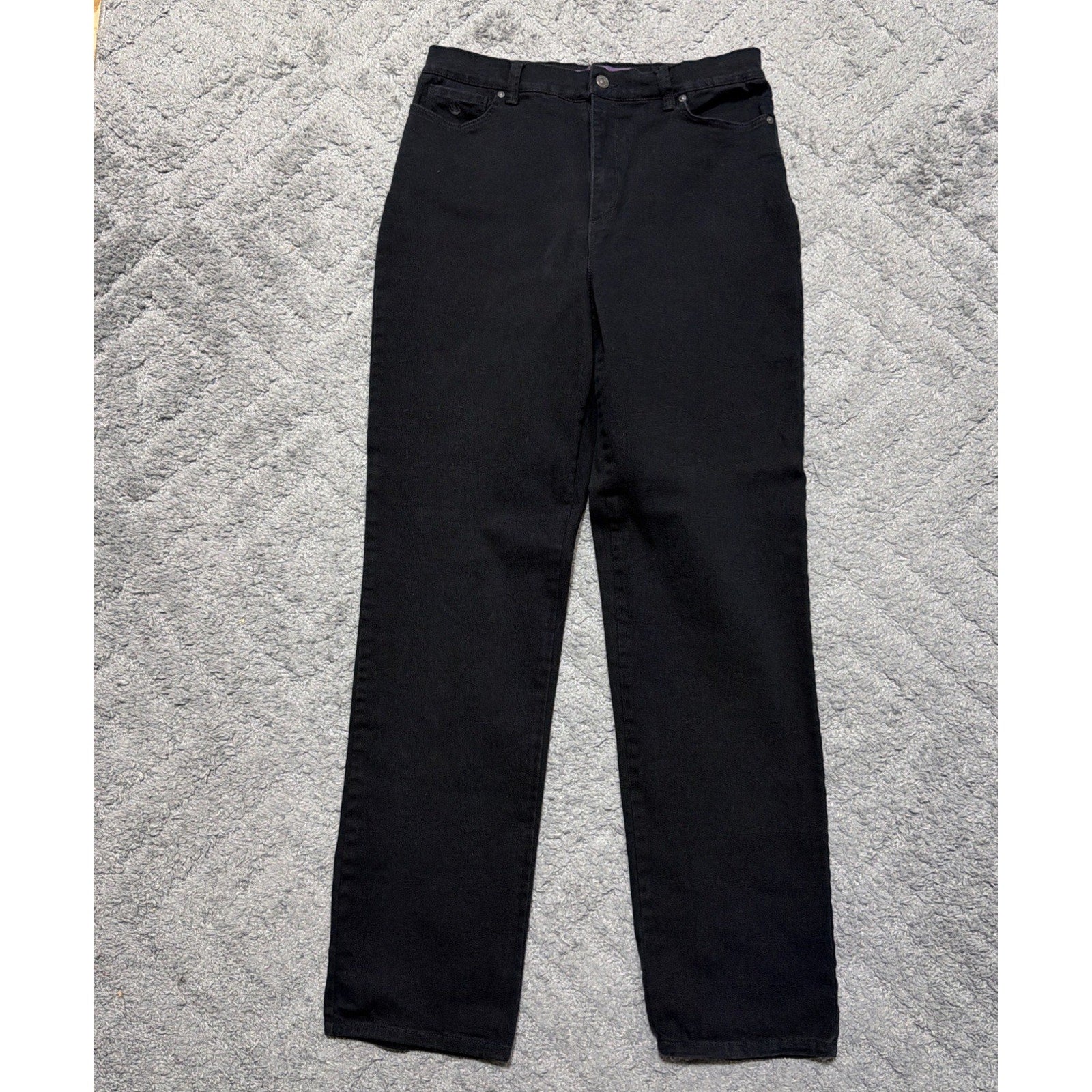 Gloria Vanderbilt Amanda Classic Rise Tapered Jeans Womens Size 10L Black Denim