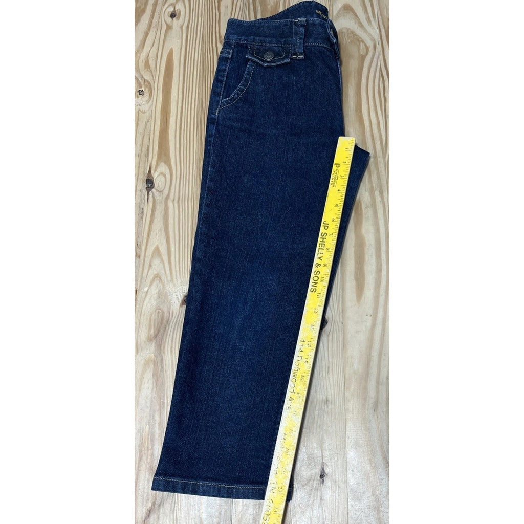 Ann Taylor Modern Fit Lindsay Waist Cropped Flap Pocket Dark Denim Jeans Size 6
