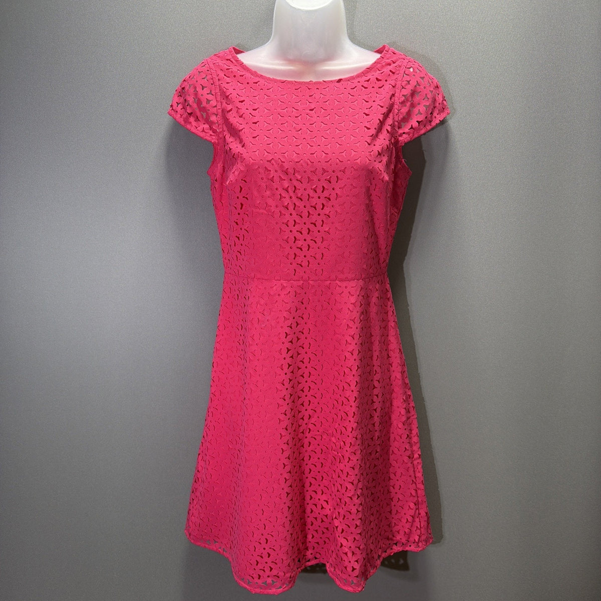 J.Crew Women’s Size 2 Pink Laser Cut Eyelet Fit & Flare Lined Cocktail Dress