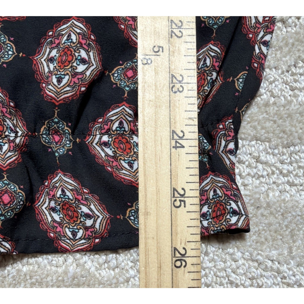 Agnes & Dora Womens L Pullover Cinched Waist Blouse Floral Boho