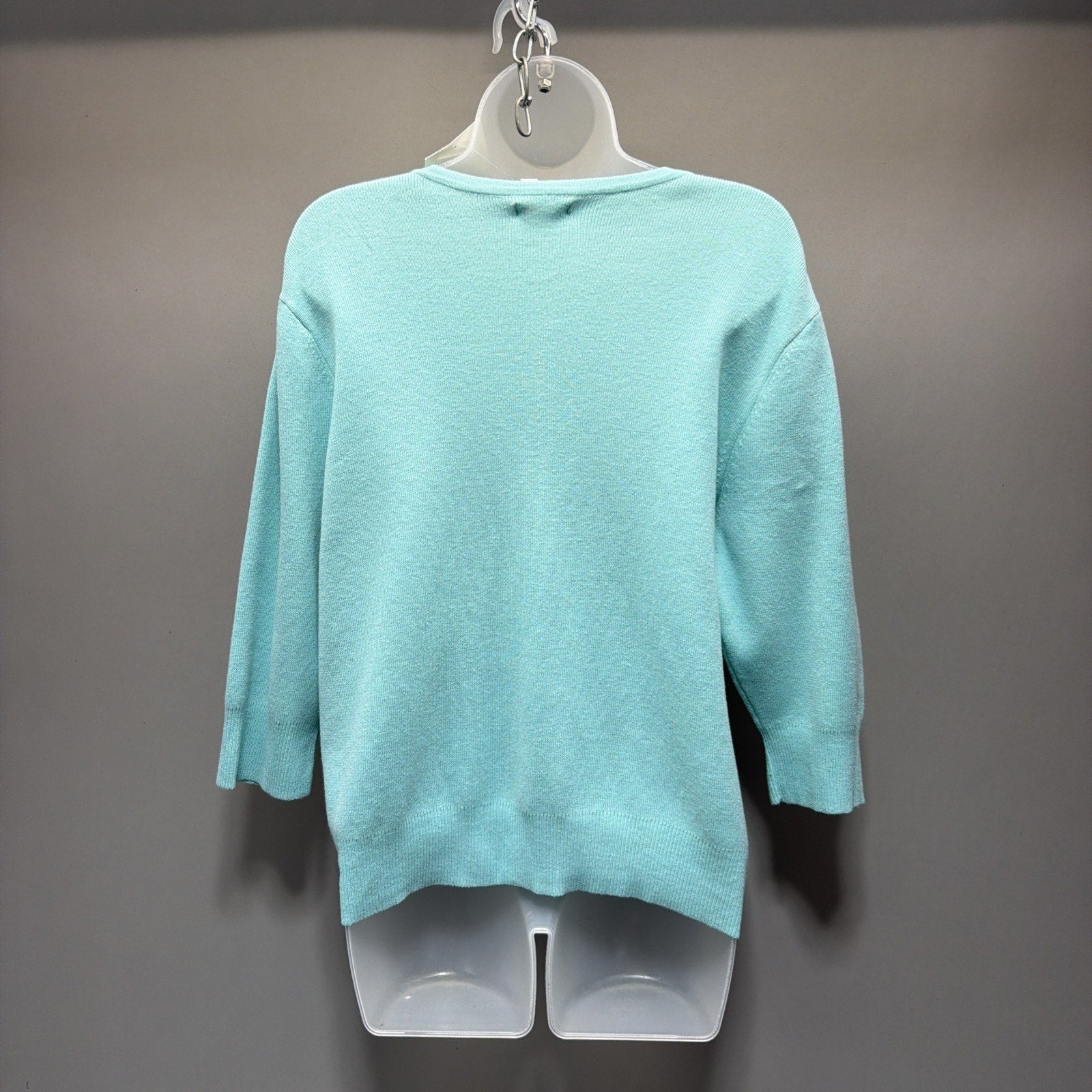 Croft & Barrow Blue Knit Button-Up 3/4 Sleeve Cardigan Sweater Cotton PXL NWT