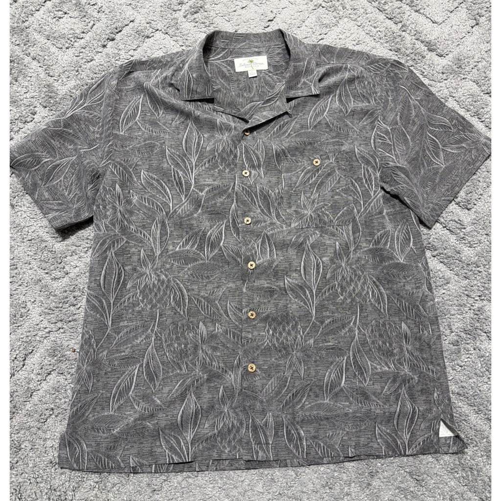 Island Shores Mens Button Up Floral XL Short Sleeve 100% Silk Hawaiian