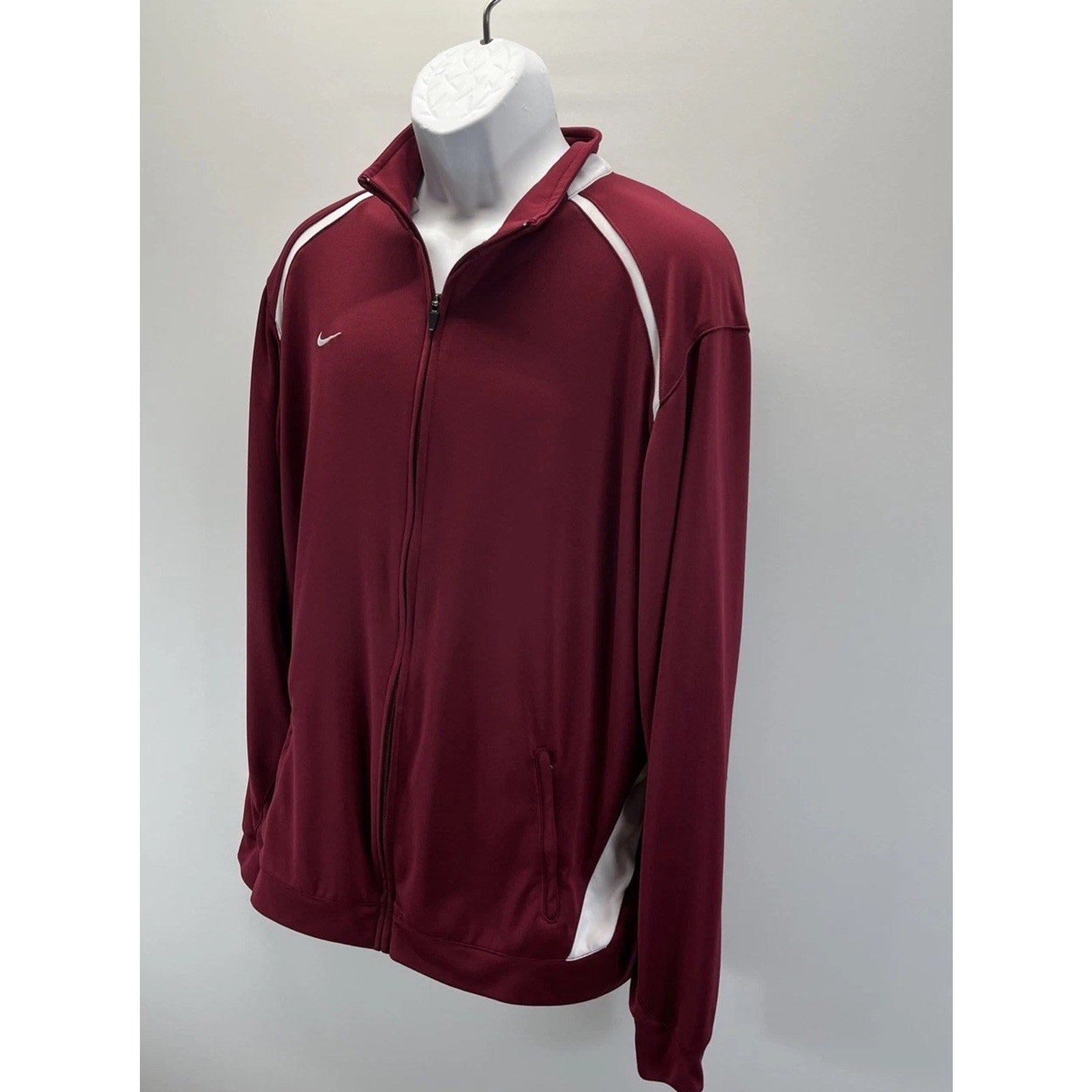 Nike Team Track Jacket Fit Dry Full Zip Red with White XL Men Soccer Running Y2K