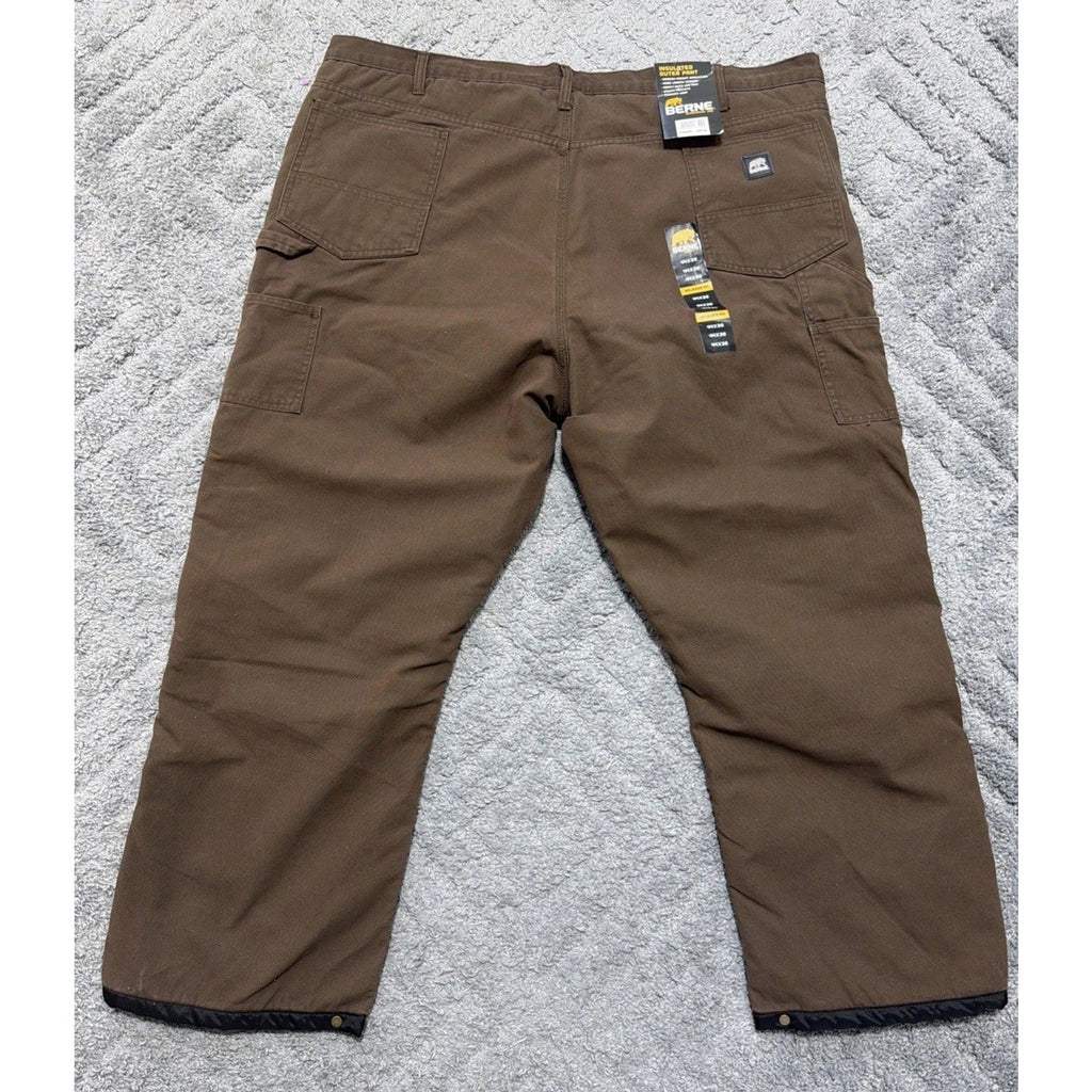 Berne- Highland Washed Duck Insulated Outer Lined Men's Pant 44x30 Brown NWT