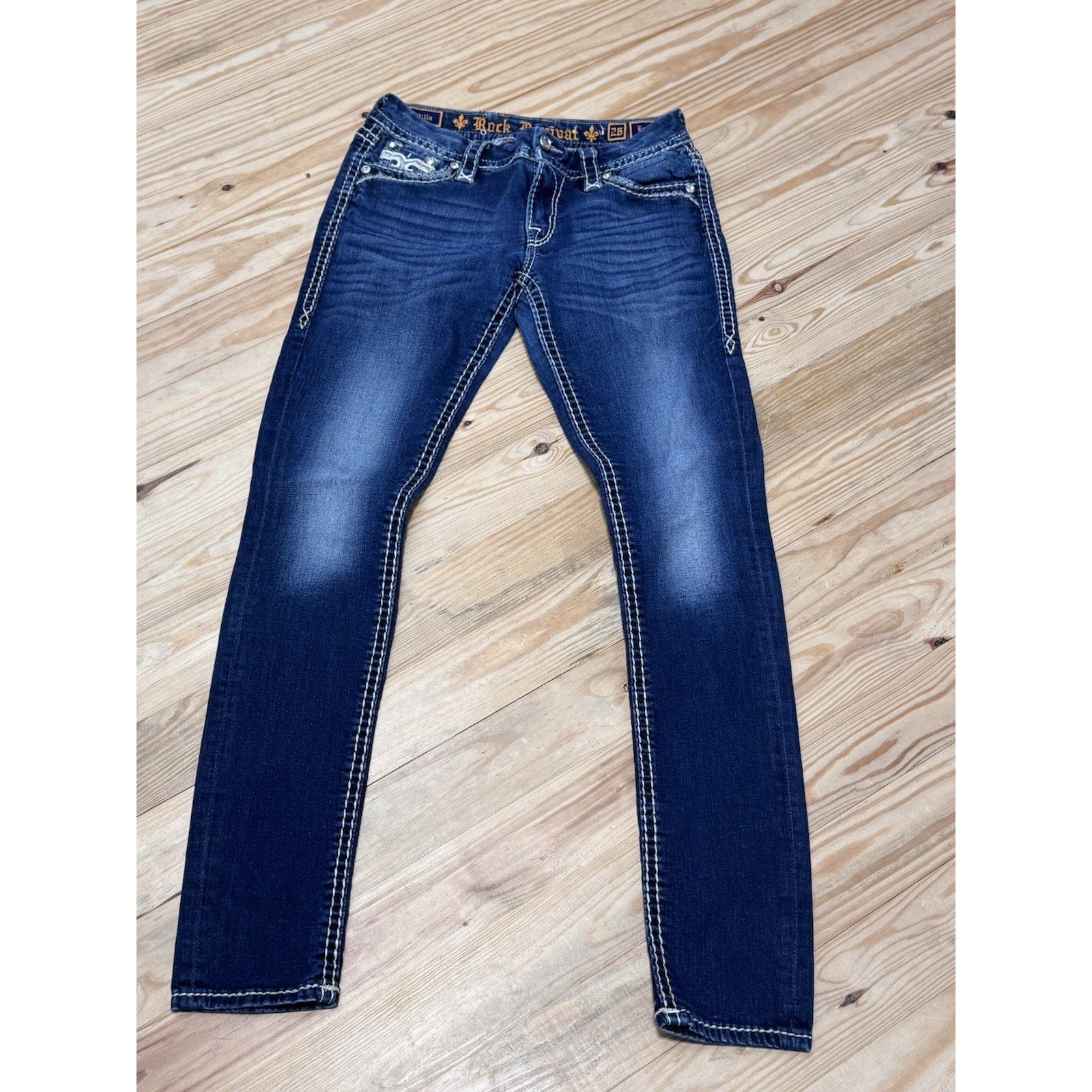 Rock Revival Willa Easy Skinny Blue Jeans Women’s Size 26x 31 Spot In Pic