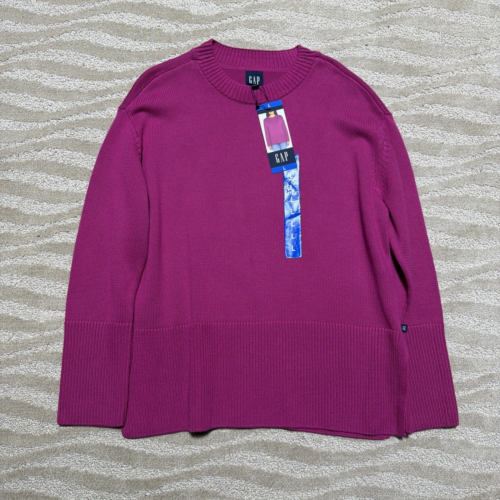 NWT GAP Sweater Women's Size Large Pink Crew Neck Long Sleeve Comfy Oversized