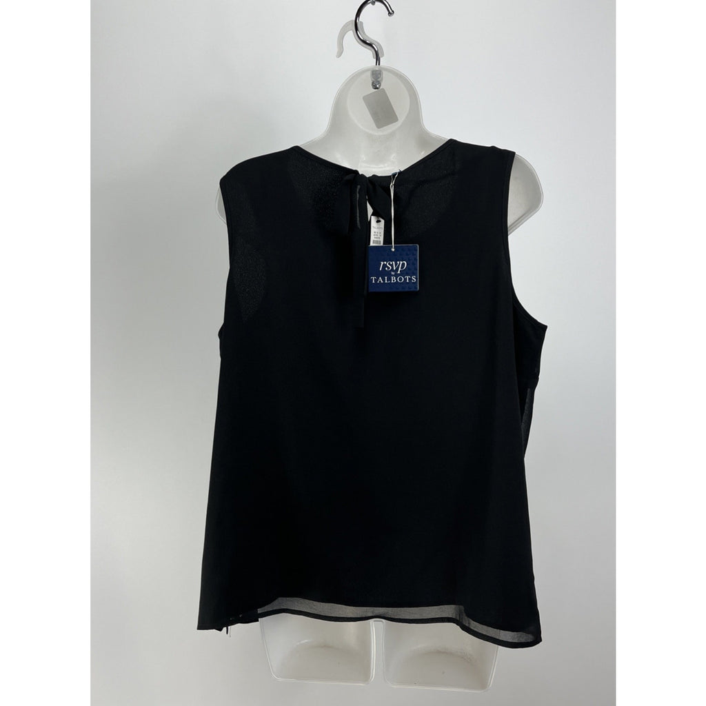 NWT Talbots rsvp Black Chiffon Embellished Polka Dot Shell Beaded Large Lined