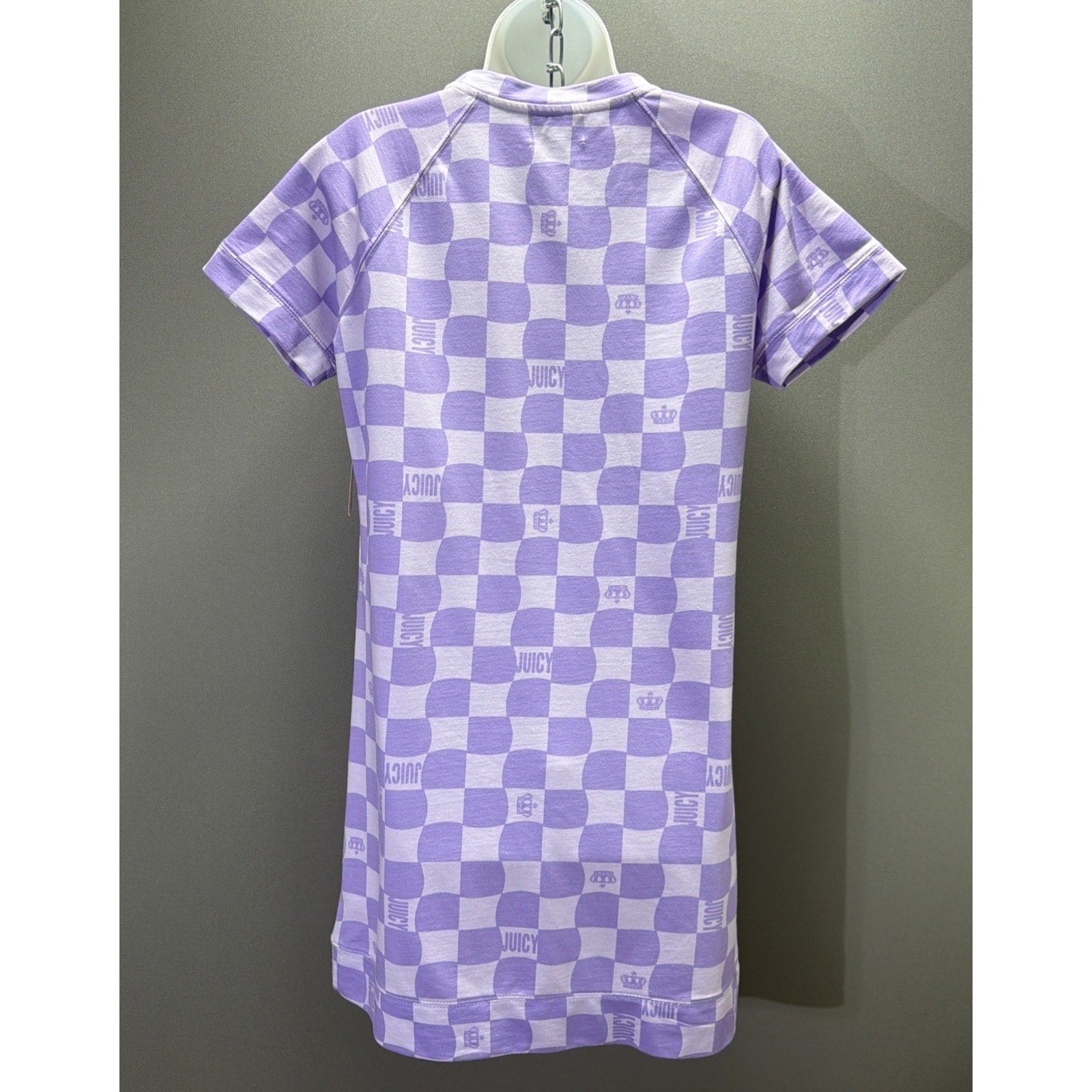 NWT Juicy Couture Lilac Sky Check T-Shirt Dress Size Large SR$60