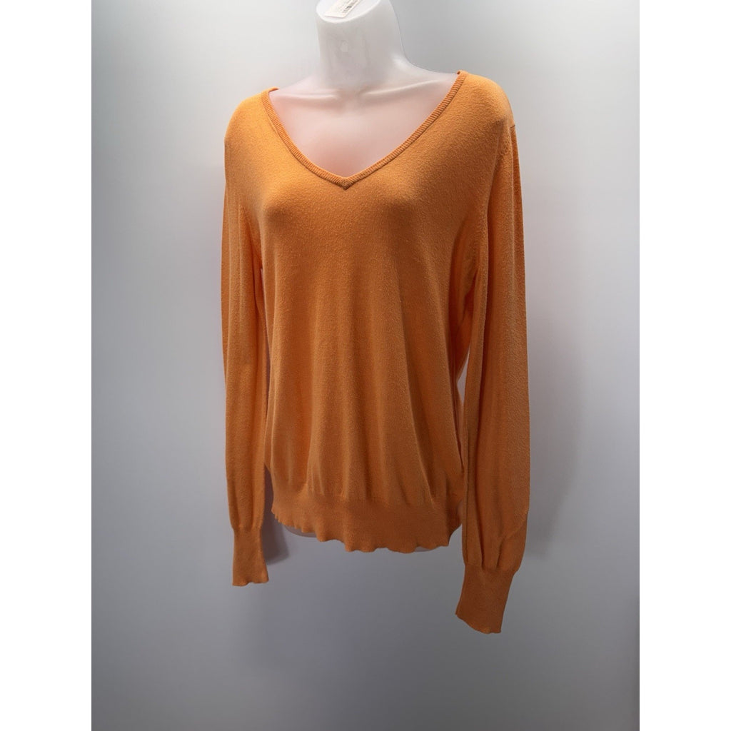 Old Navy Sweater Women’s Large Orange Long Sleeve V-Neck Lightweight