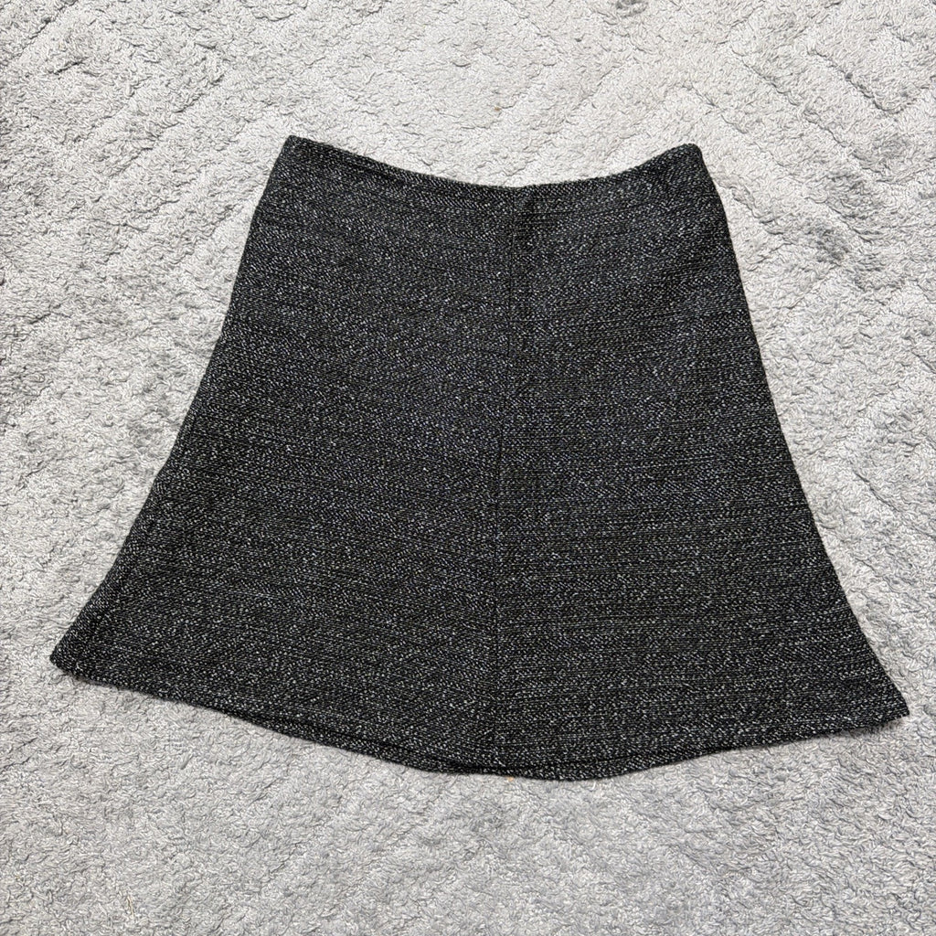 Loft Womens 8 Skirt Black A Line Knit Lined Zip Closure Cotton Blend Career