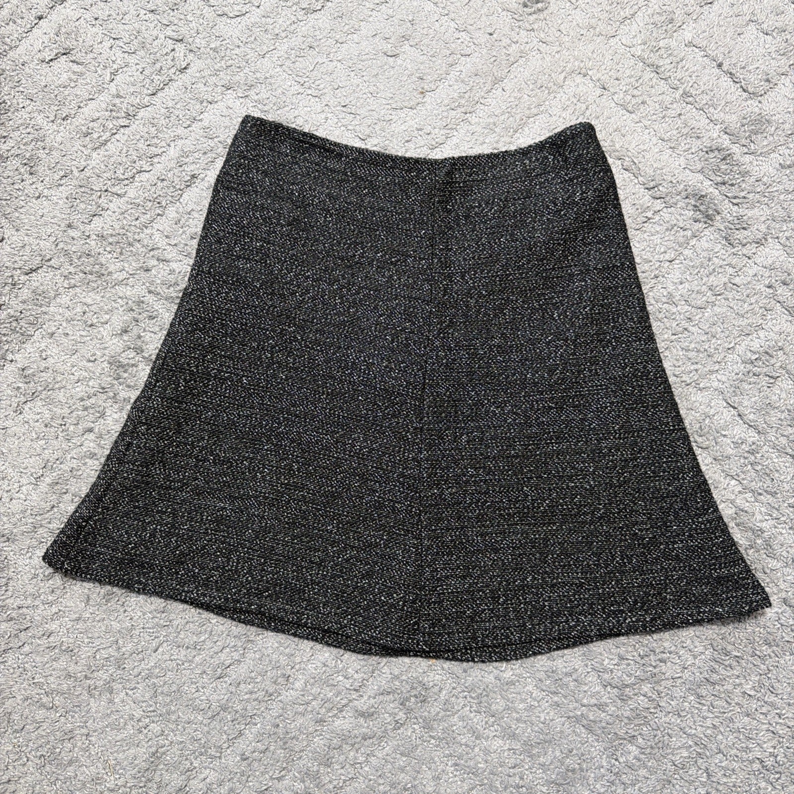 Loft Womens 8 Skirt Black A Line Knit Lined Zip Closure Cotton Blend Career