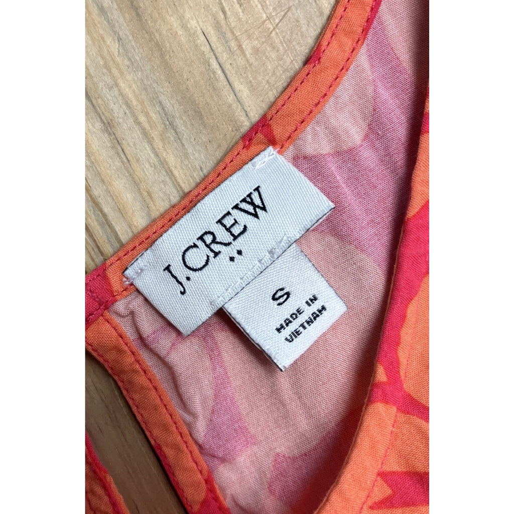 J. Crew Women's Sleeveless Bright Orange Floral Crop Blouse Size S