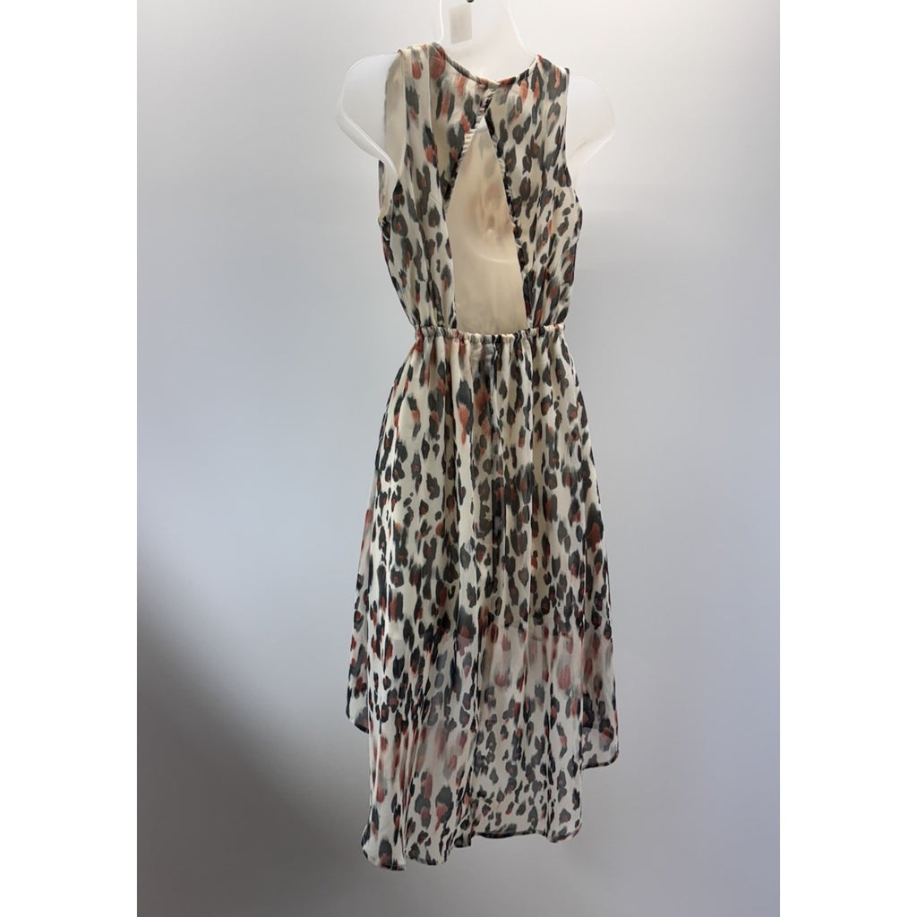 Truth NYC Women's Size Small Brown Leopard Animal Print Flowy Dress Hi-Low