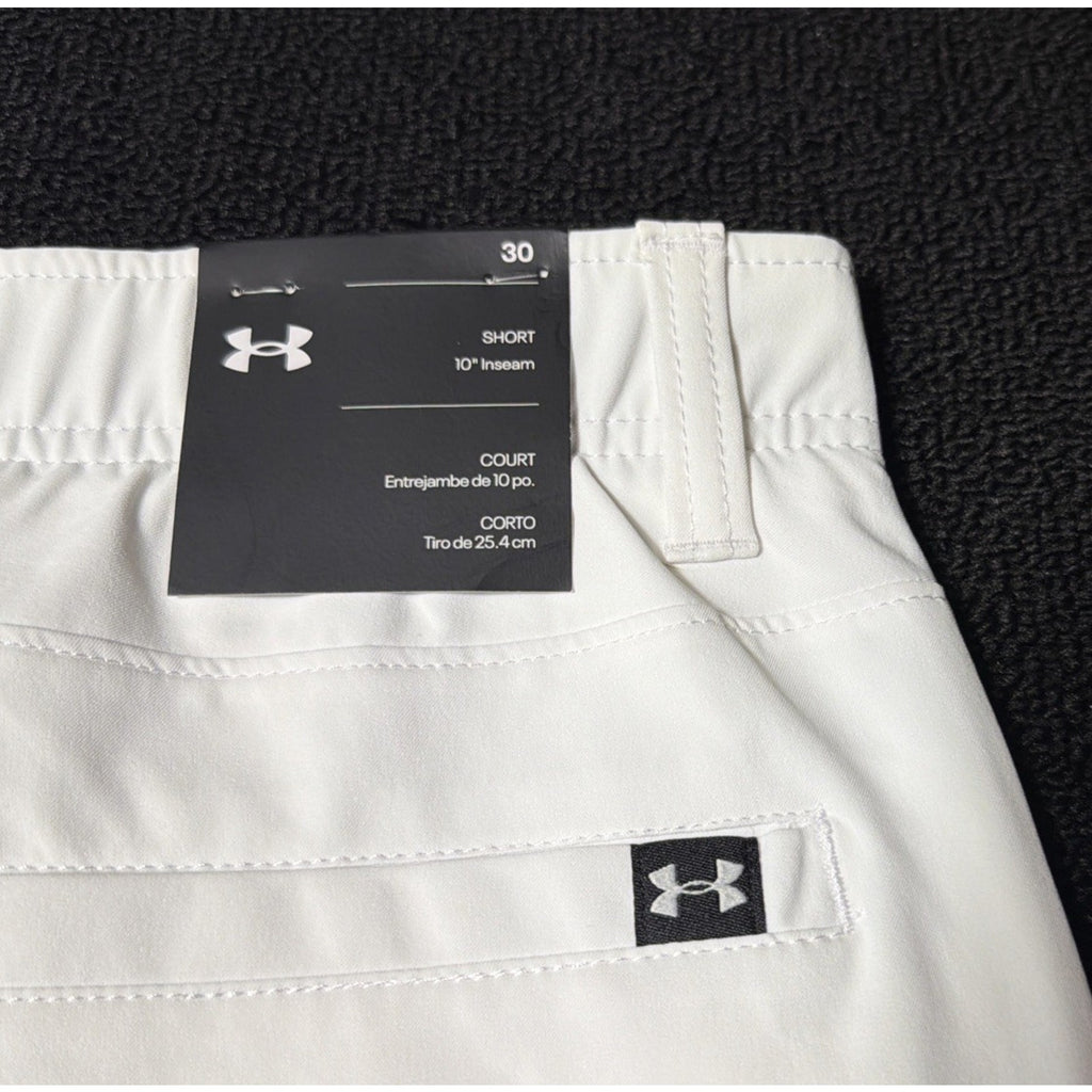 Under Armour Golf Shorts Mens 30 White UA Drive Performance 10" Inseam 1364409