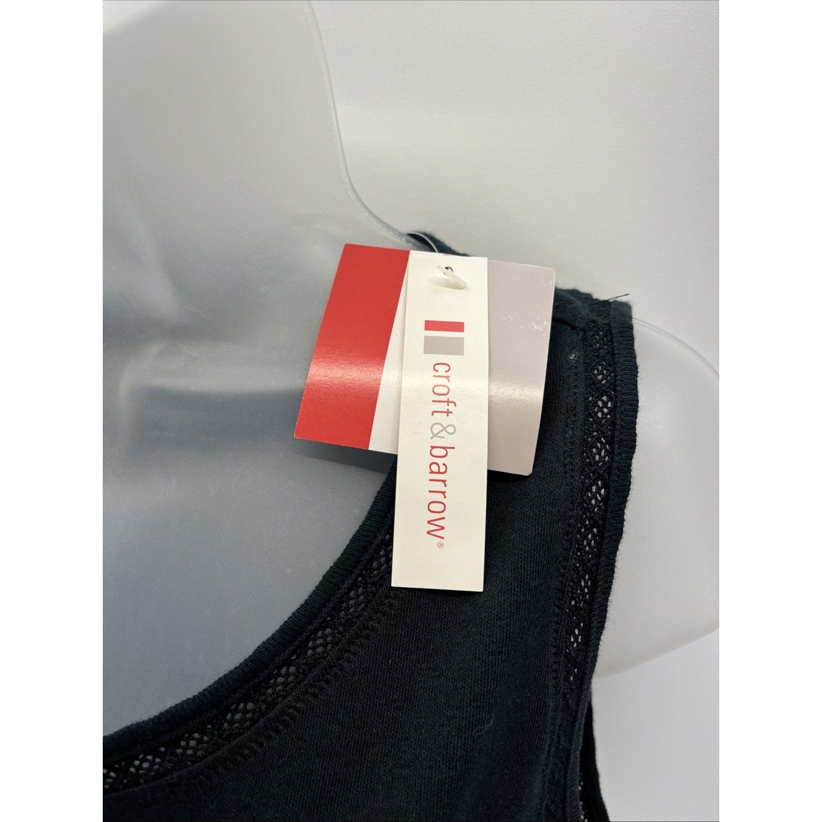 Women’s Black Size L Croft & Barrow Crochet Accent Stretch Sleeveless Tank Top