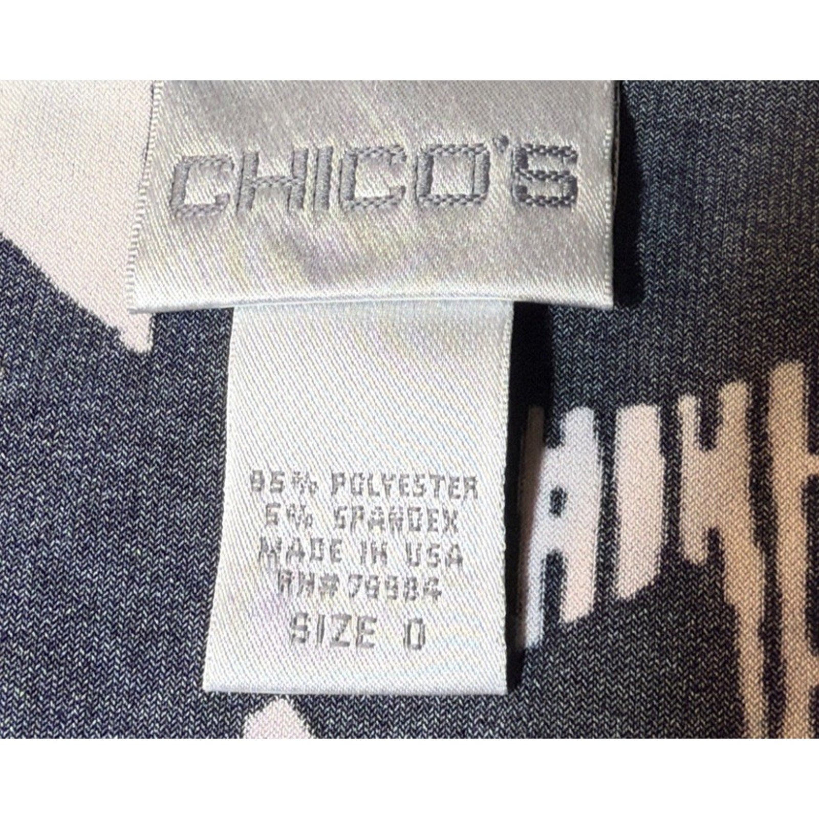 Vtg Chicos Jersey Woman Sz 0 Black White Red Shirt Faux Wrap Top Stretch USA