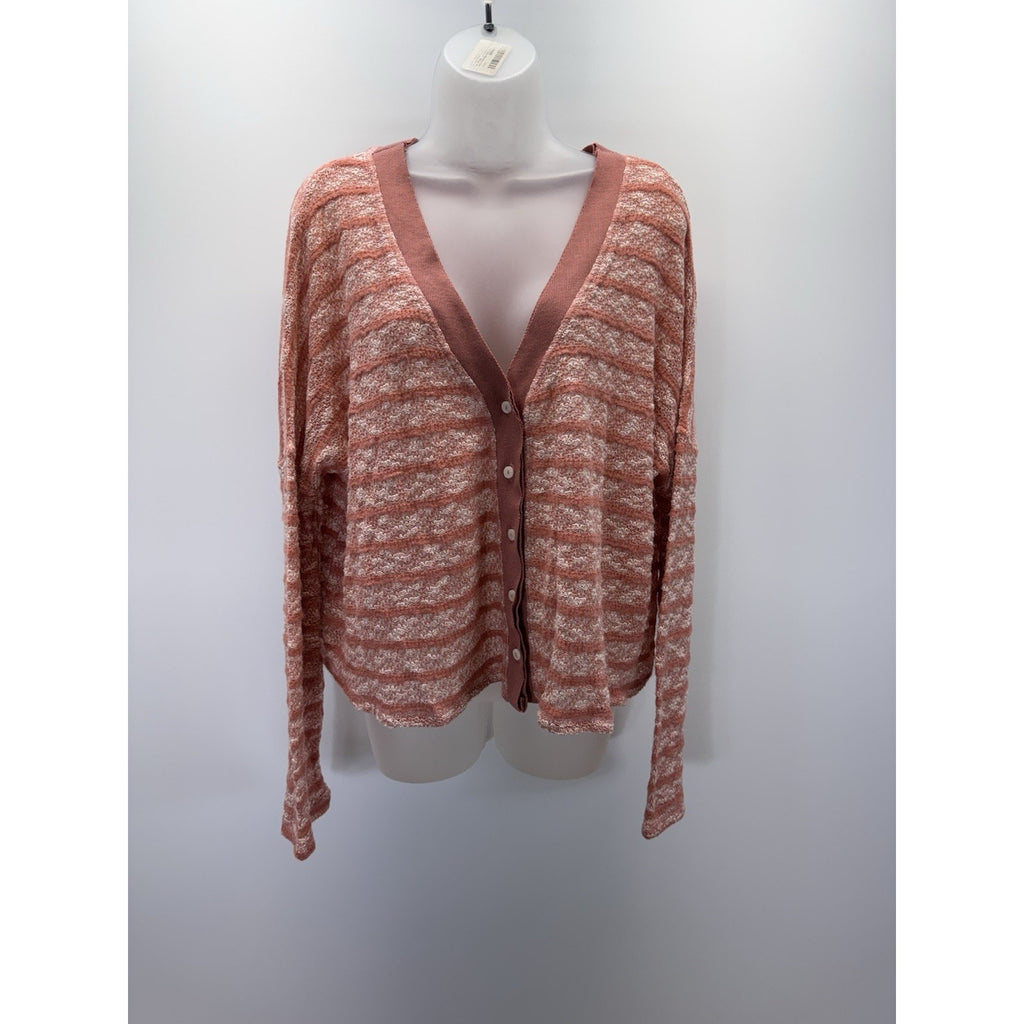 NWT Umgee USA Striped Dusty Rose Cardigan Sweater relaxed Size Medium