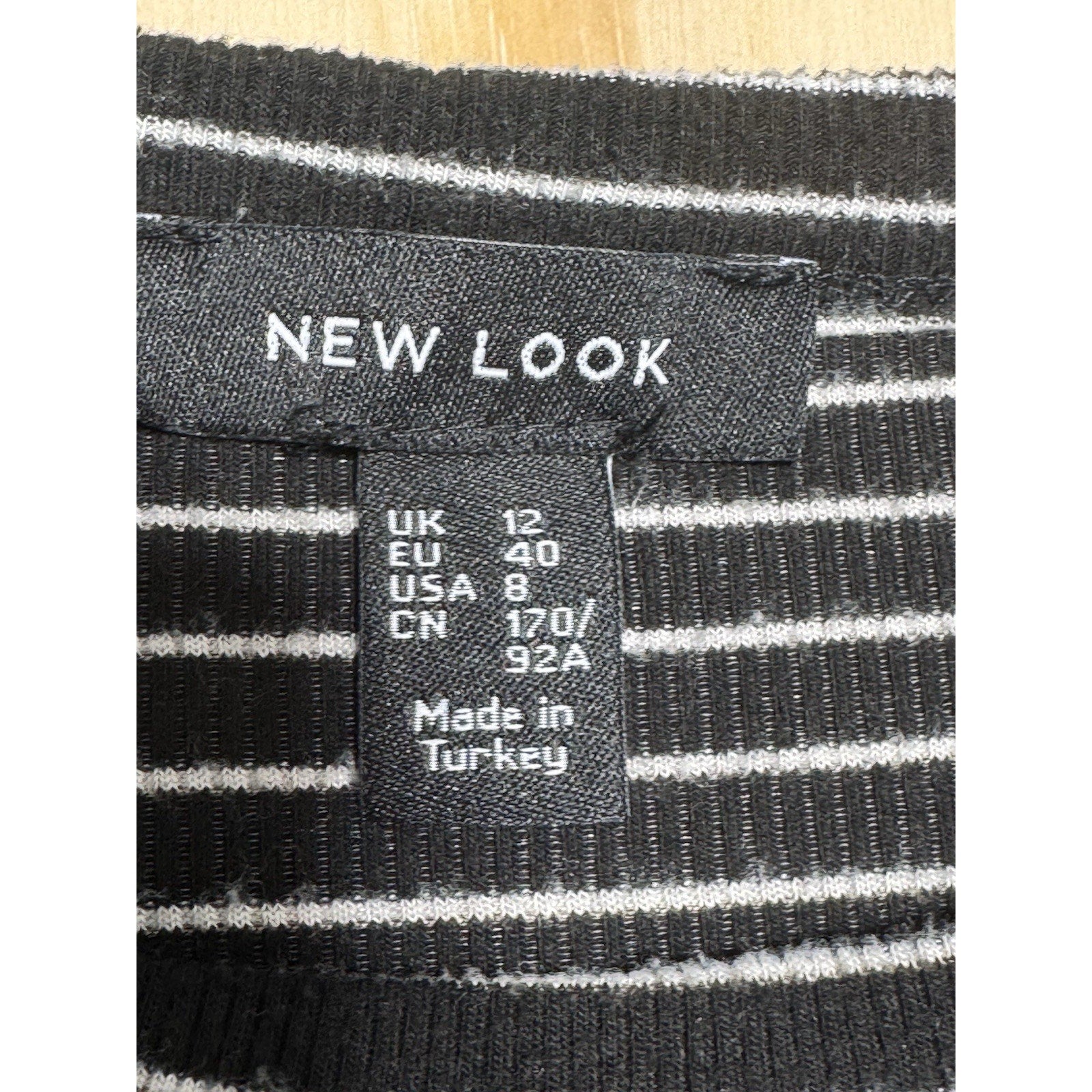 New Look Womens 8 Black White Striped T-Shirt Dress Short Sleeve Casual Stretch