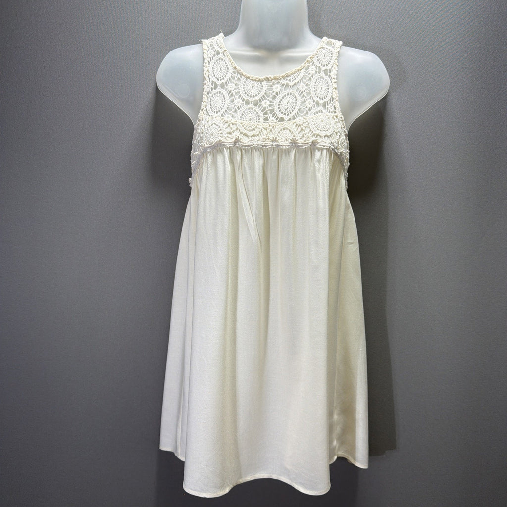Sweet Journey Boutique Crotchet Lace Boho Tank Top Cream Size Small