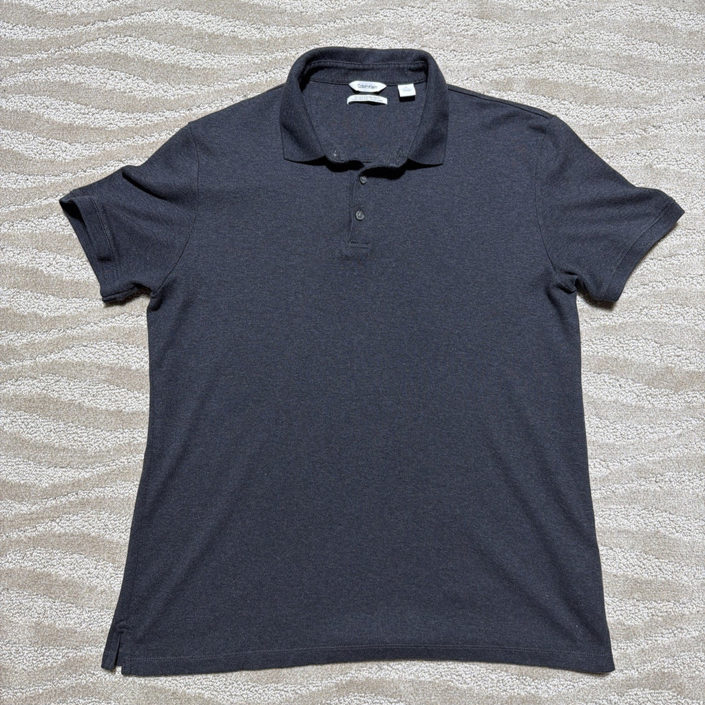 Calvin Klein Men's S/S Liquid Touch Logo Polo Slim Fit Shirt Size L Dark Grey