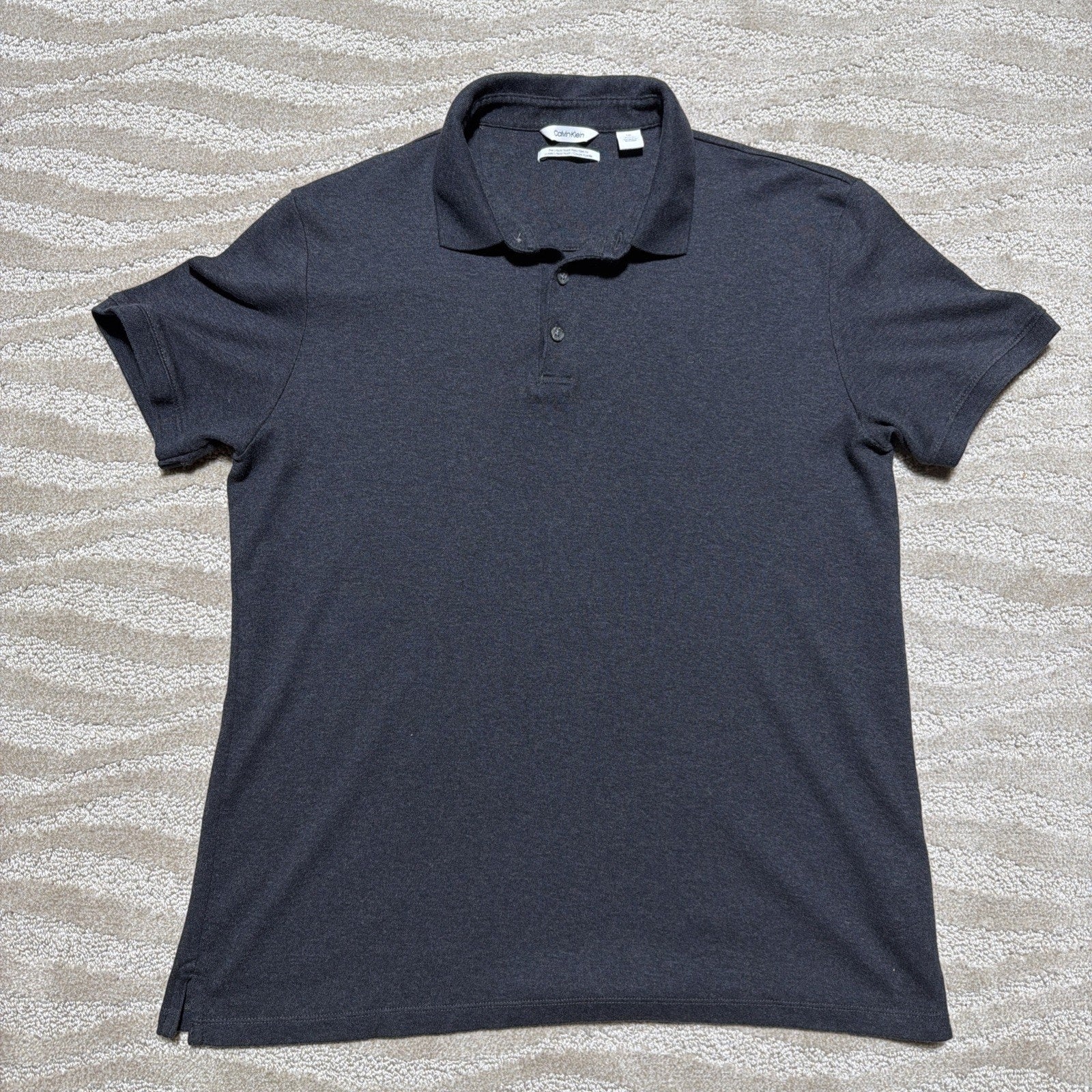 Calvin Klein Men's S/S Liquid Touch Logo Polo Slim Fit Shirt Size L Dark Grey