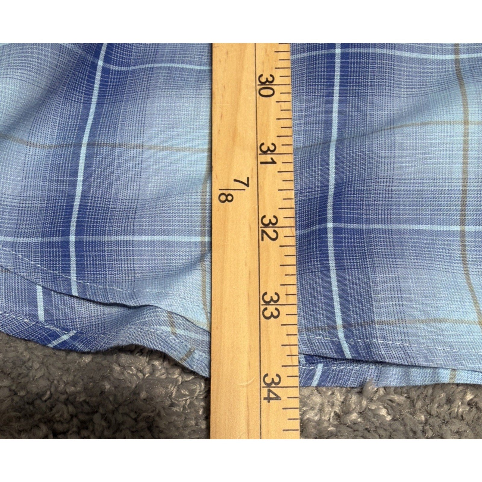 High Noon Western Shirt Mens Large Tall Blue Plaid Pearl Snap Long Sleeve
