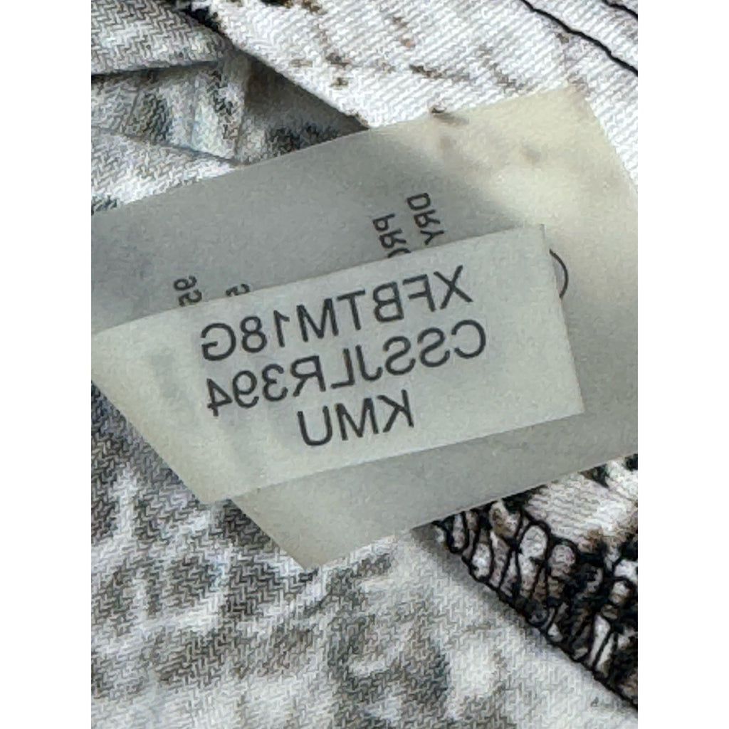Calvin Klein Snakeskin Print Stretch Knit Gold Buttons Ivory Brown Women’s 1X