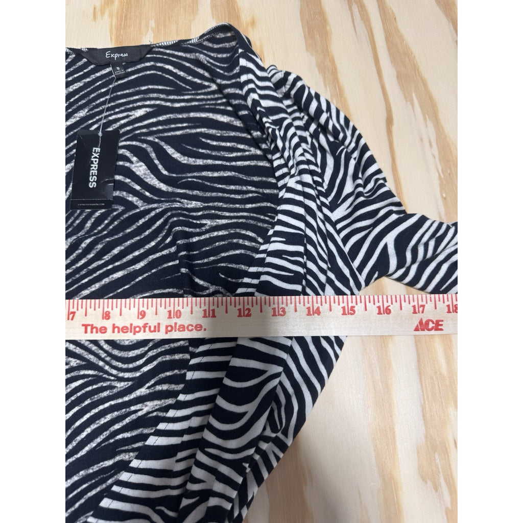 Express Zebra Print Wrap Dress Black & White Midi Dress Women’s Size Small NWT