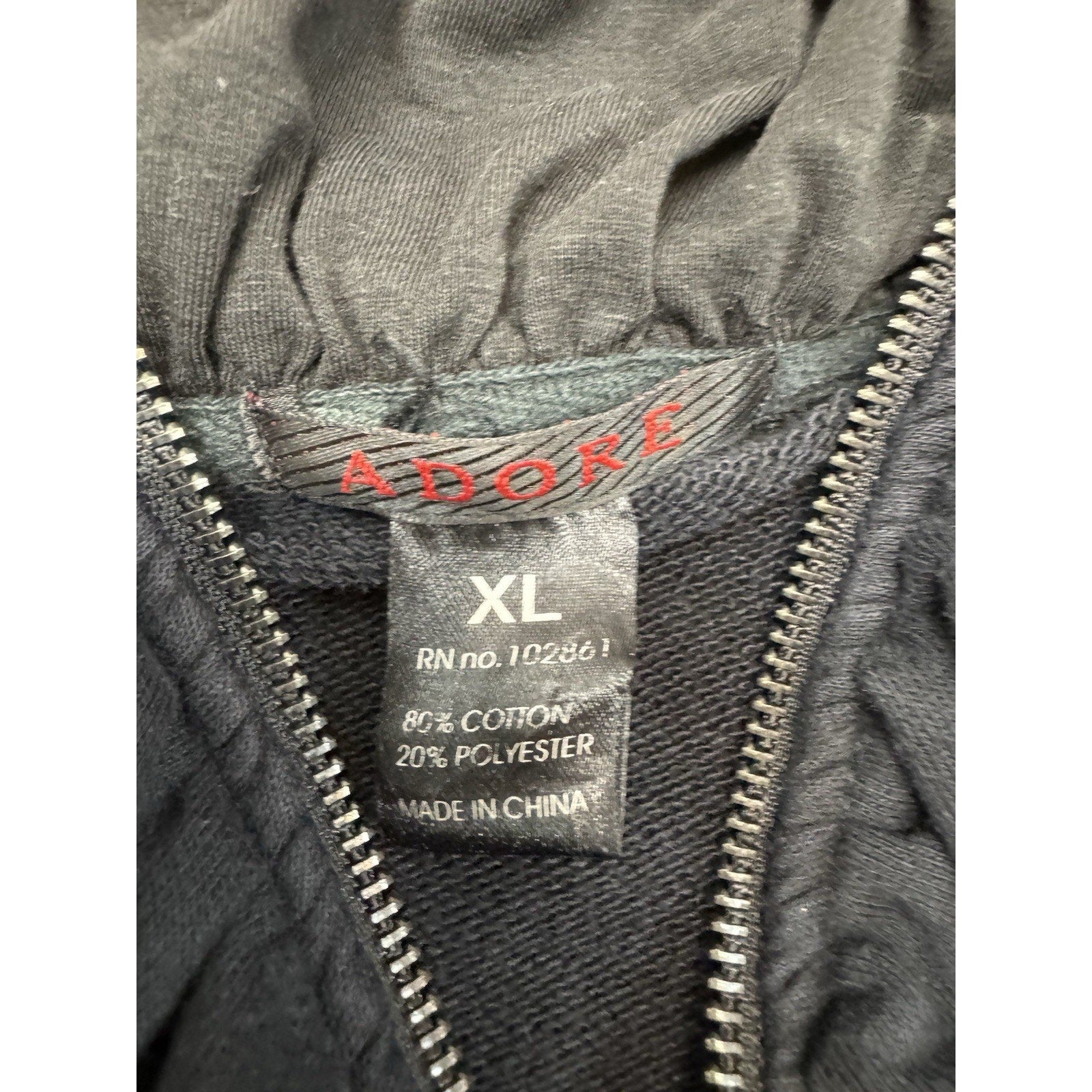 ADORE Juniors XL Embroidered Sweatshirt Hoodie Full Zip Graffiti Colorful