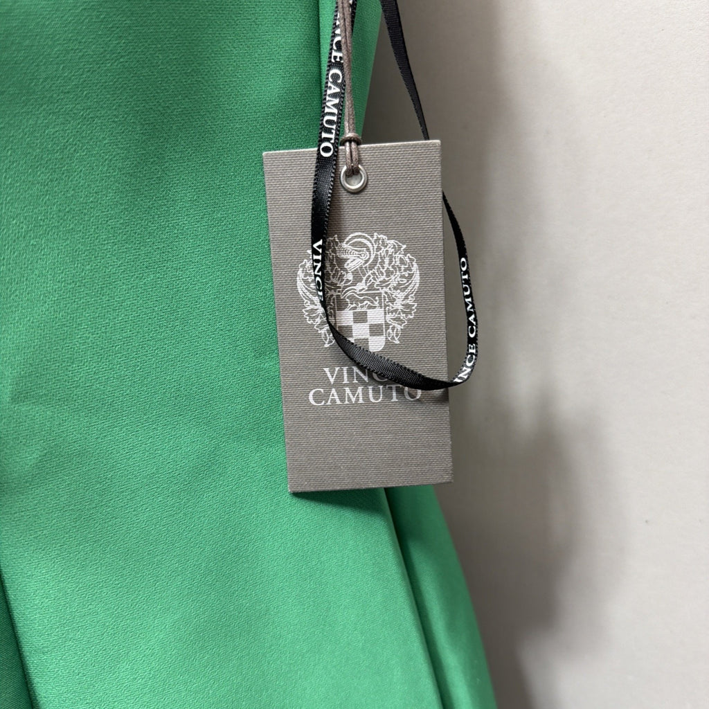 Vince Camuto Women's Green Laguna Crepe Bodycon Front-Ruffle Dress Size 4