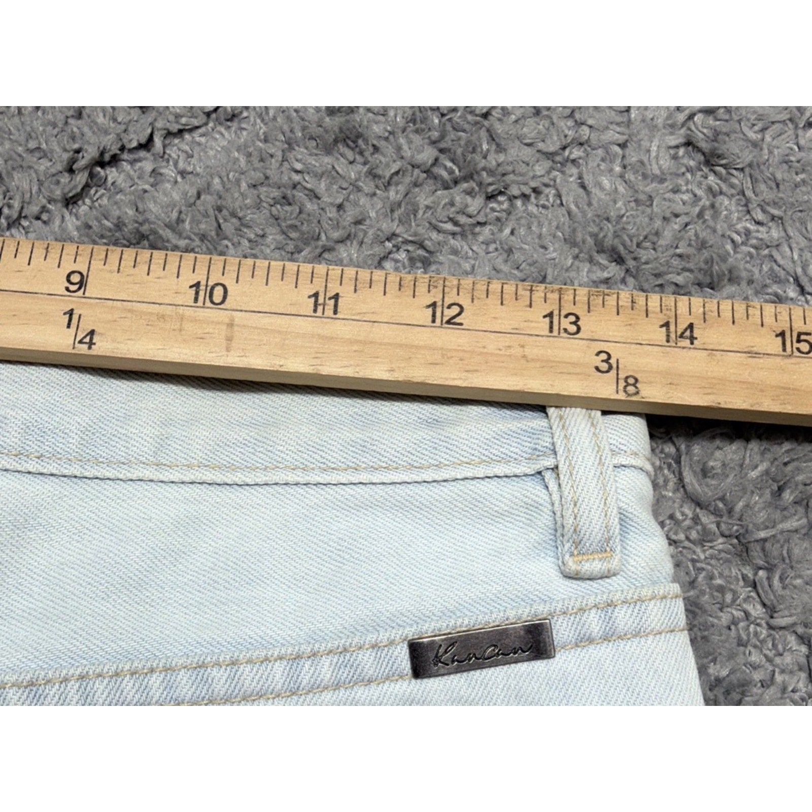 Kancan High Rise 90s Baggy Flare Jeans Distressed Button Fly 1/24 Measure 27x34
