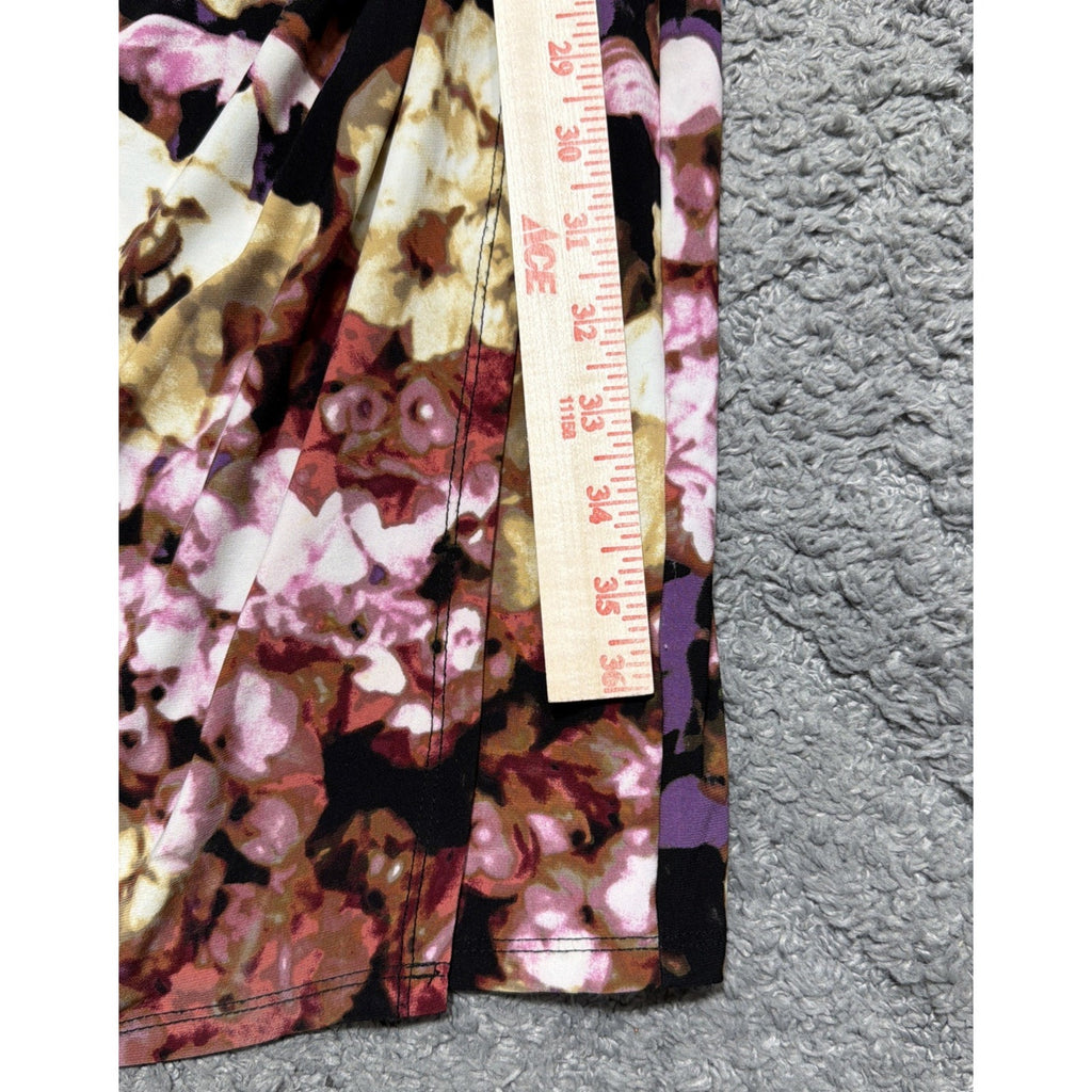 Lauren Ralph Lauren Dress Women 14 Floral Faux Wrap Ruched Sheath Cap Sleeve