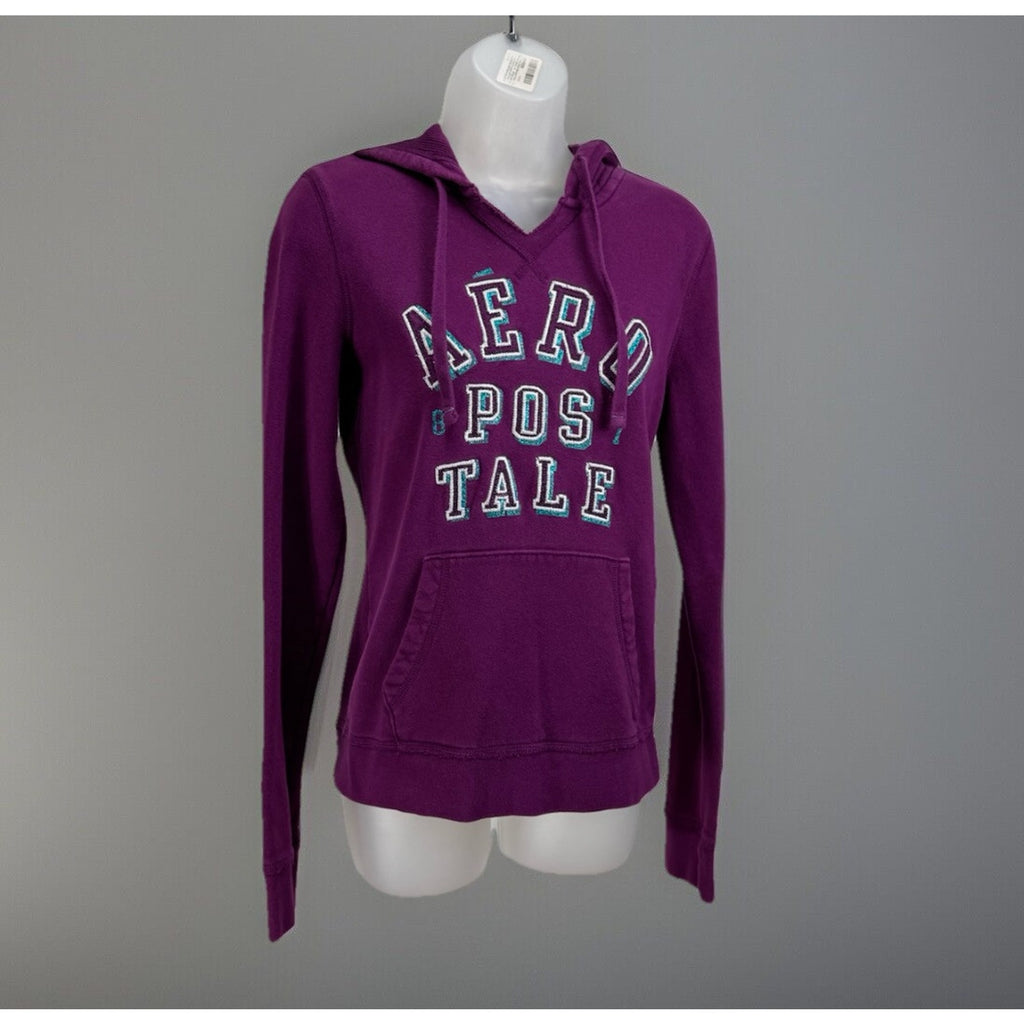 Aeropostale Hoodie Junior Size Large Purple Cotton Jacket Pockets Full Zip Logo