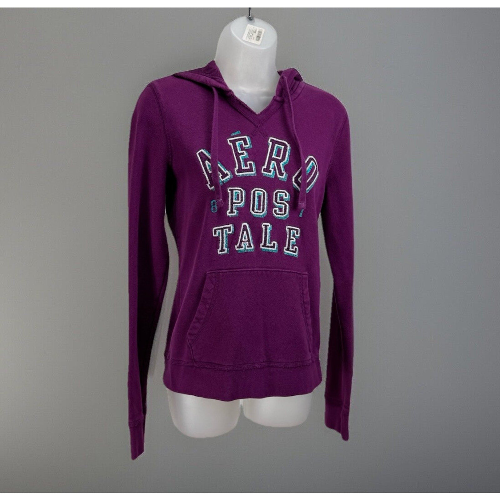Aeropostale Hoodie Junior Size Large Purple Cotton Jacket Pockets Full Zip Logo