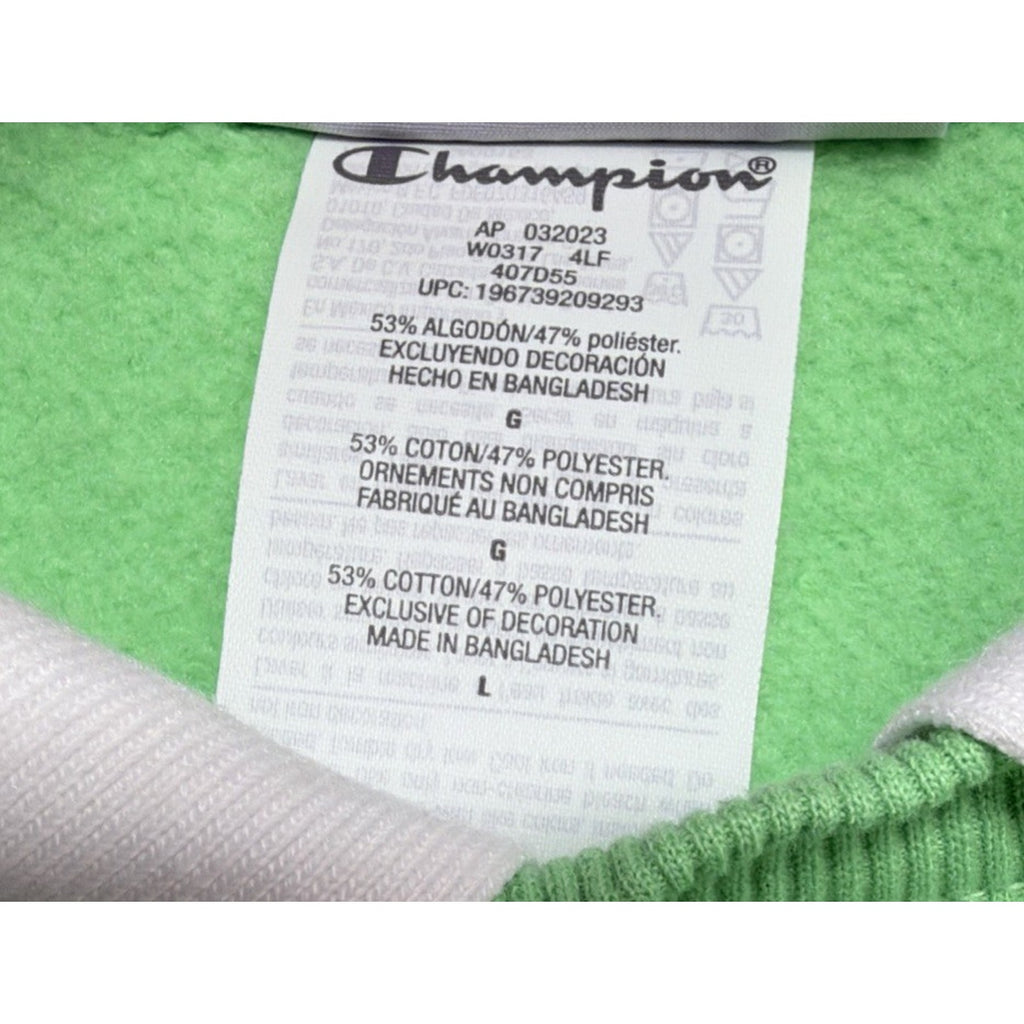 Champion Lime Green Vintage Inspired Collared Crewneck Sweatshirt Large