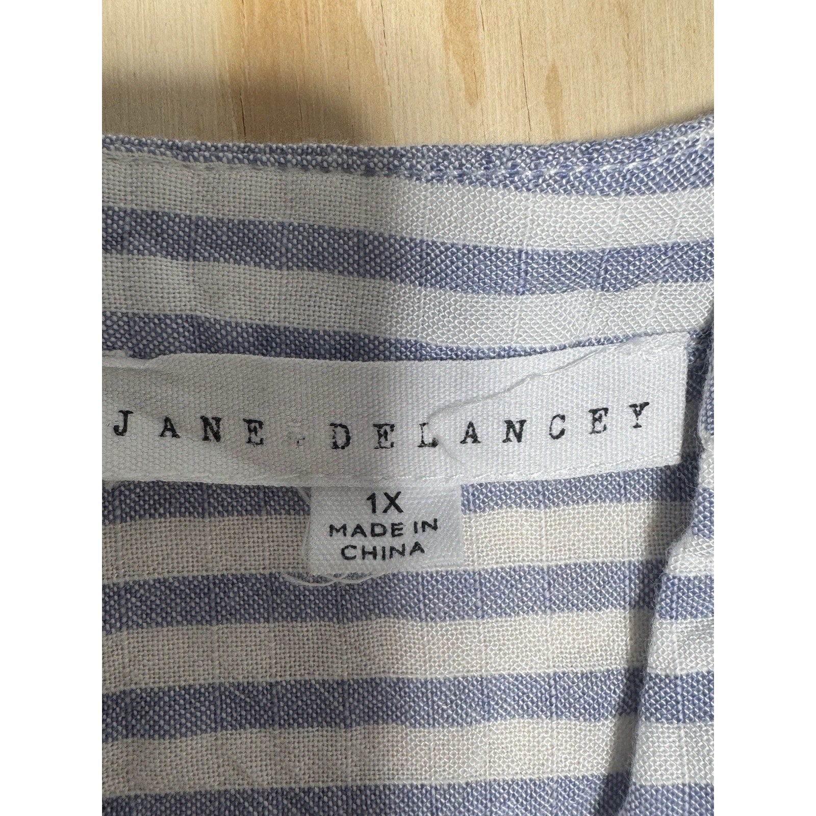 Jane Delancey High Low Women’s 1X Blue White Stripe Long Sleeve Top Coastal