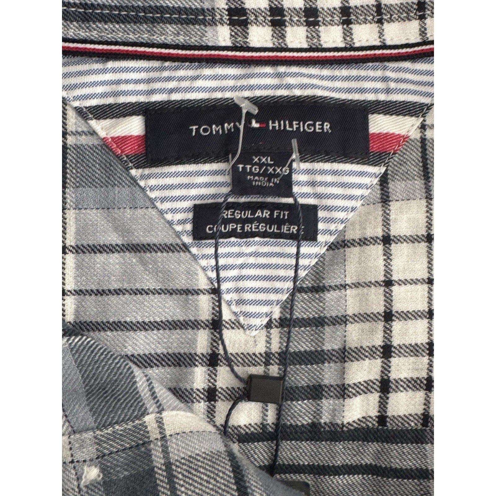 Tommy Hilfiger Linen Blend Shirt Mens XXL Blue Plaid Preppy Regular Fit New